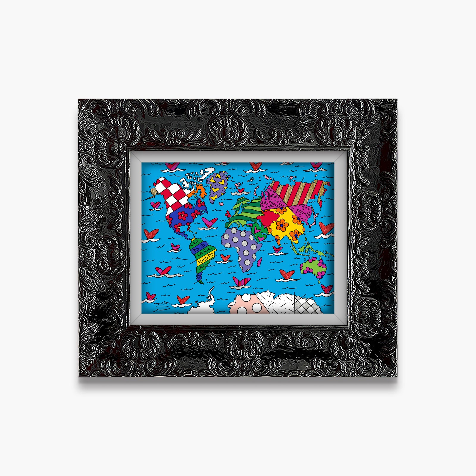 Romero Britto small world limited edition print colorful pop art design