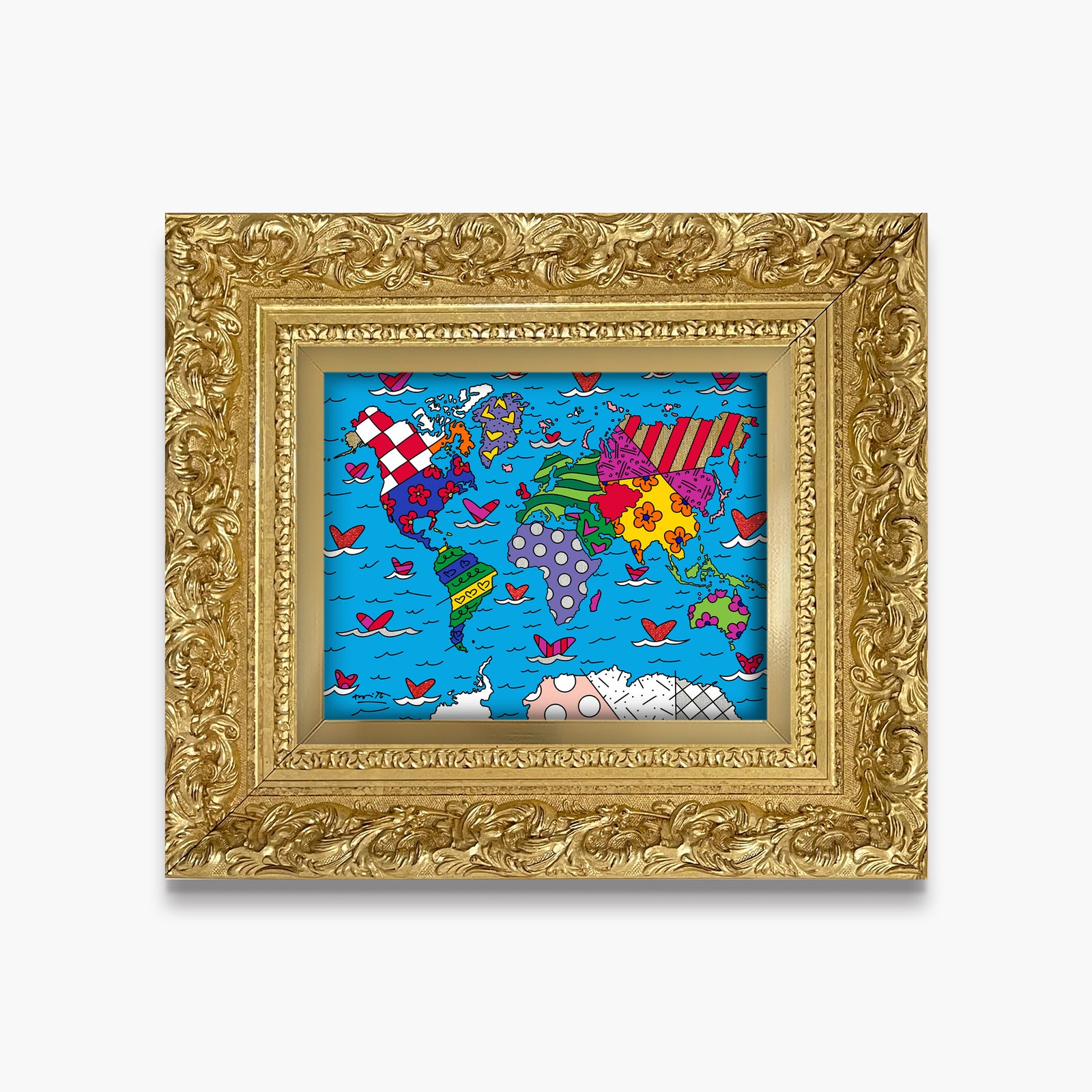 Romero Britto small world limited edition print contemporary pop art piece