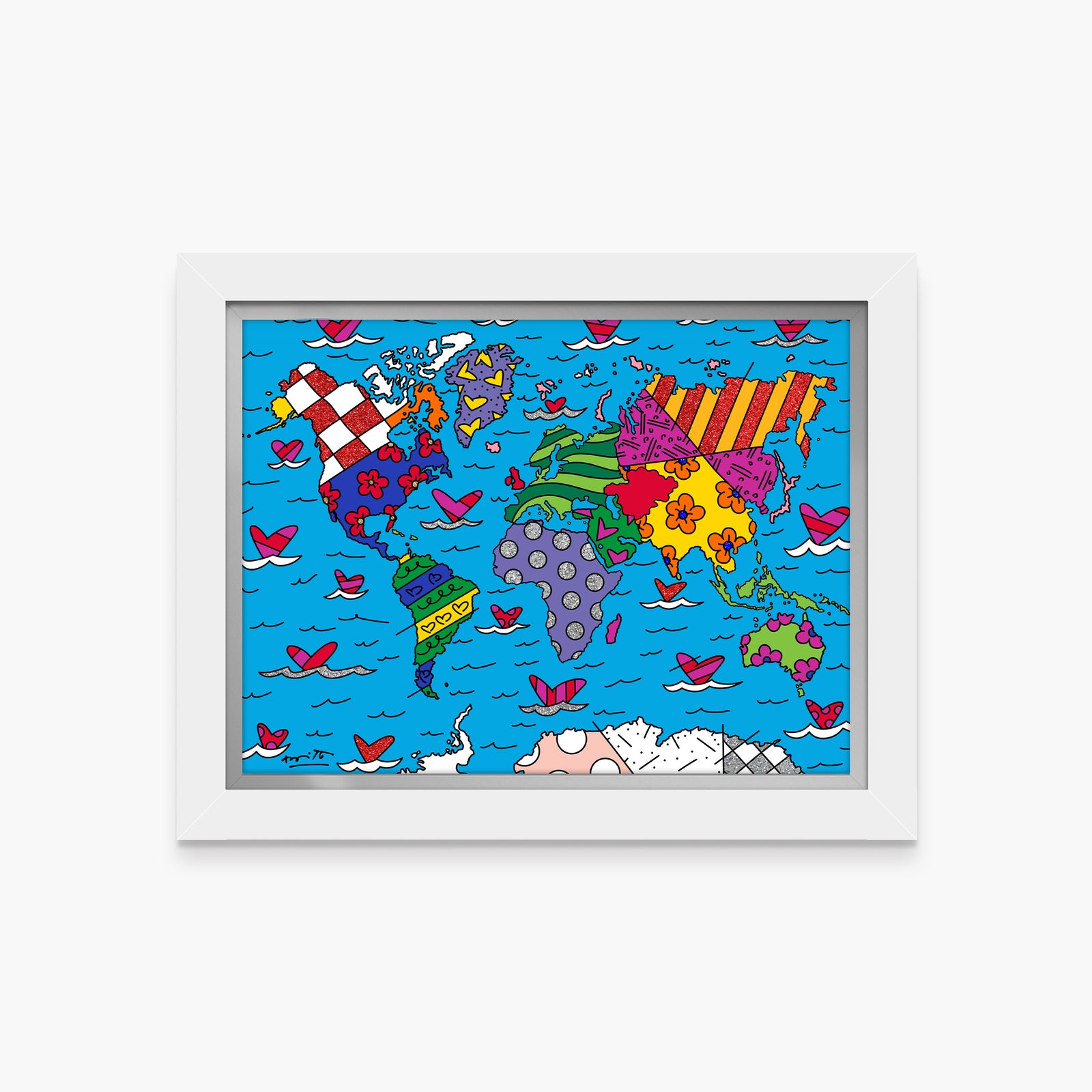 Romero Britto we are the world limited contemporary pop art piece