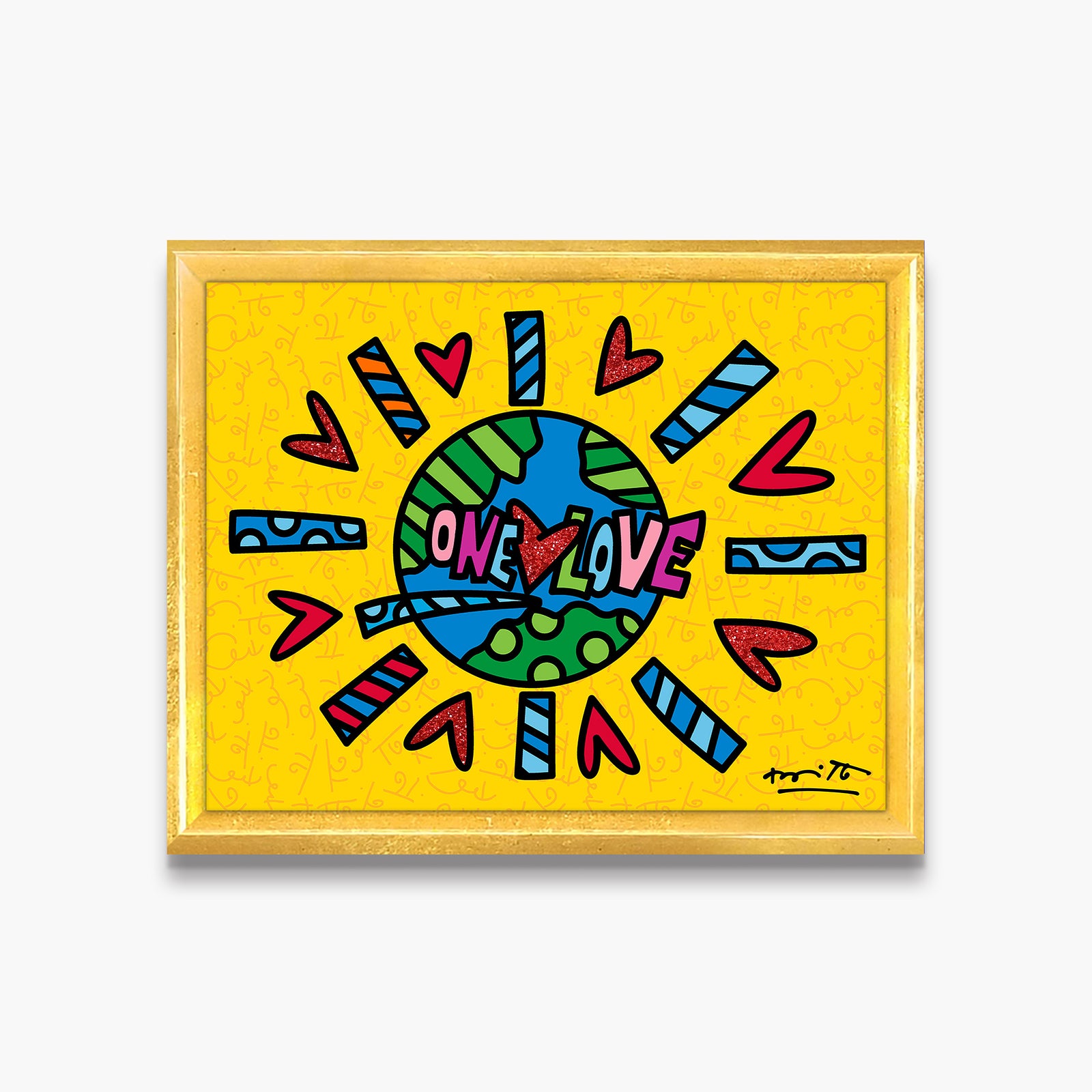 Romero Britto one love limited edition print contemporary pop art piece