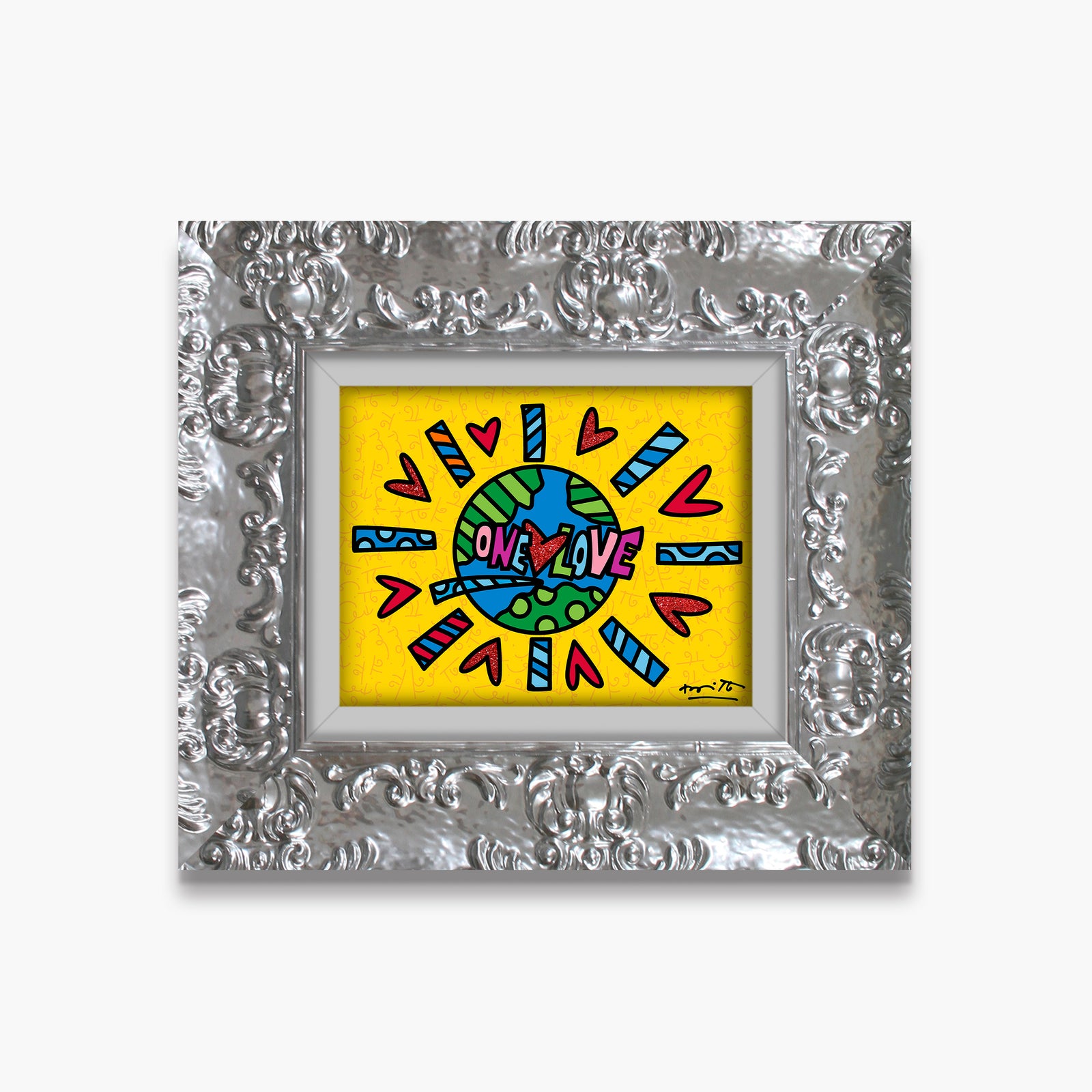 Romero Britto one love limited edition print colorful pop art design