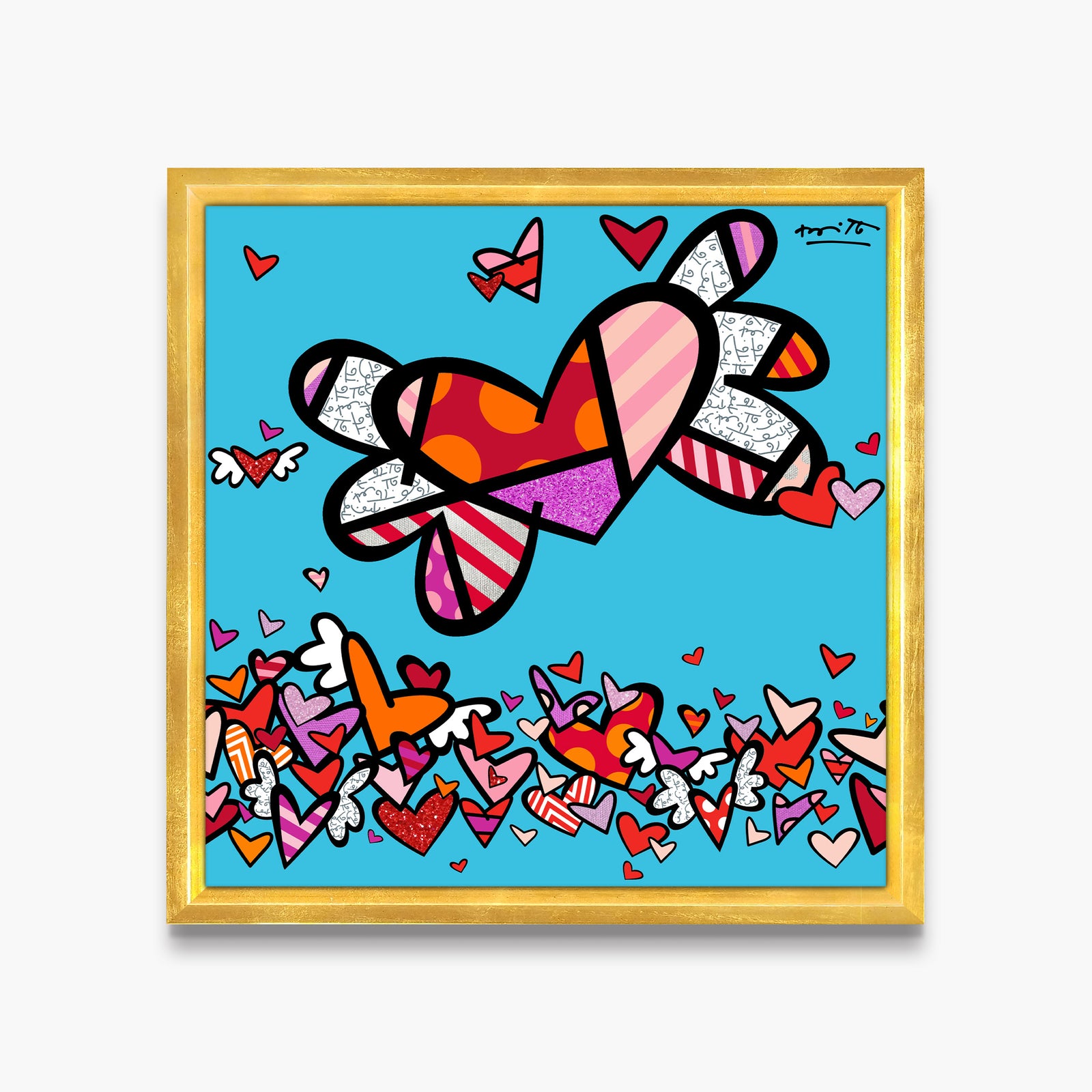 Romero Britto flow ii hearts limited edition colorful pop art design