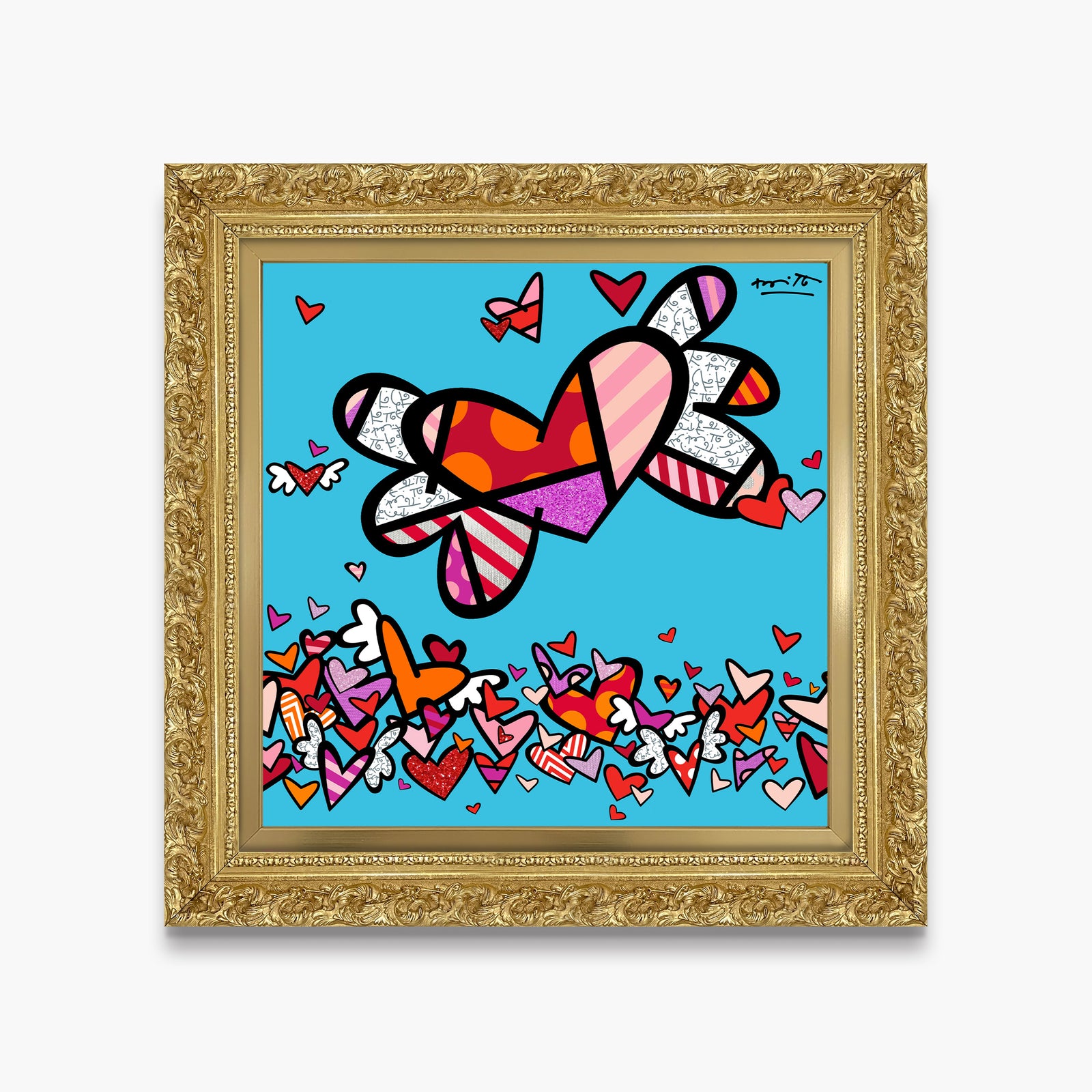 Romero Britto flow ii hearts limited edition colorful pop art design