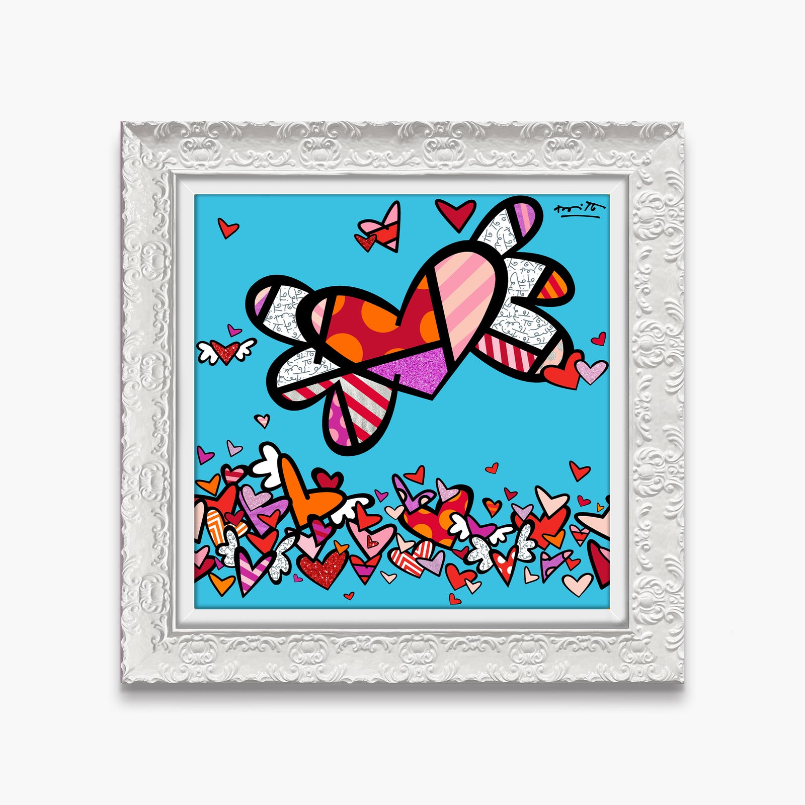 Romero Britto flow ii hearts limited edition colorful pop art design