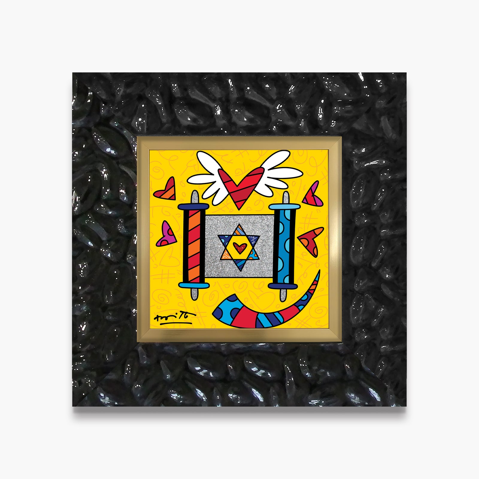 Romero Britto mazel tov torah limited edition contemporary pop art piece