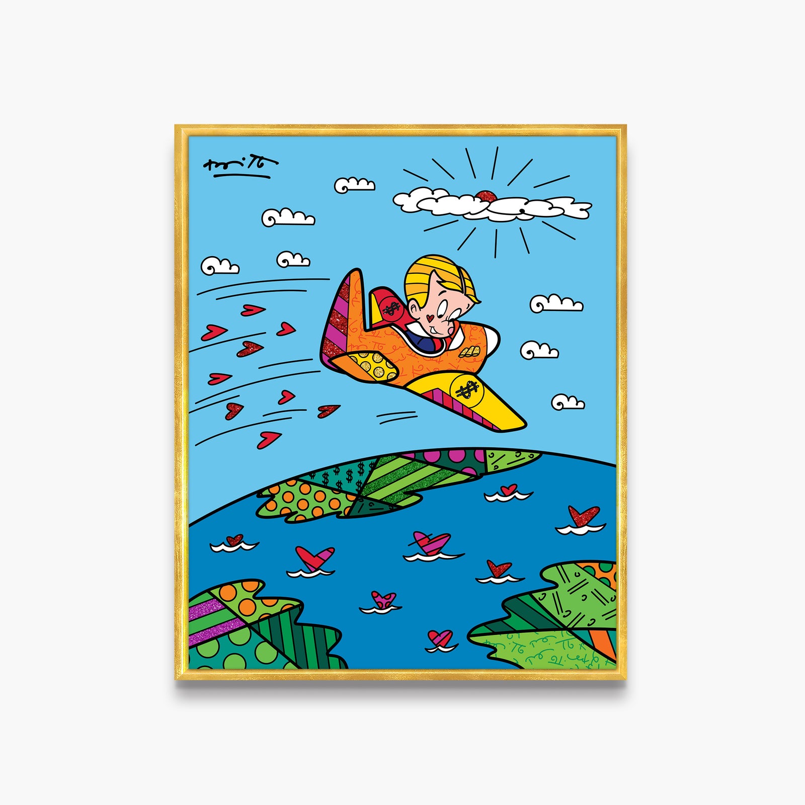 Romero Britto at the top richie rich colorful pop art design