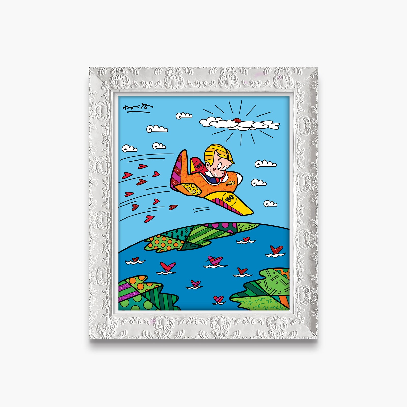 Romero Britto at the top richie rich colorful pop art design