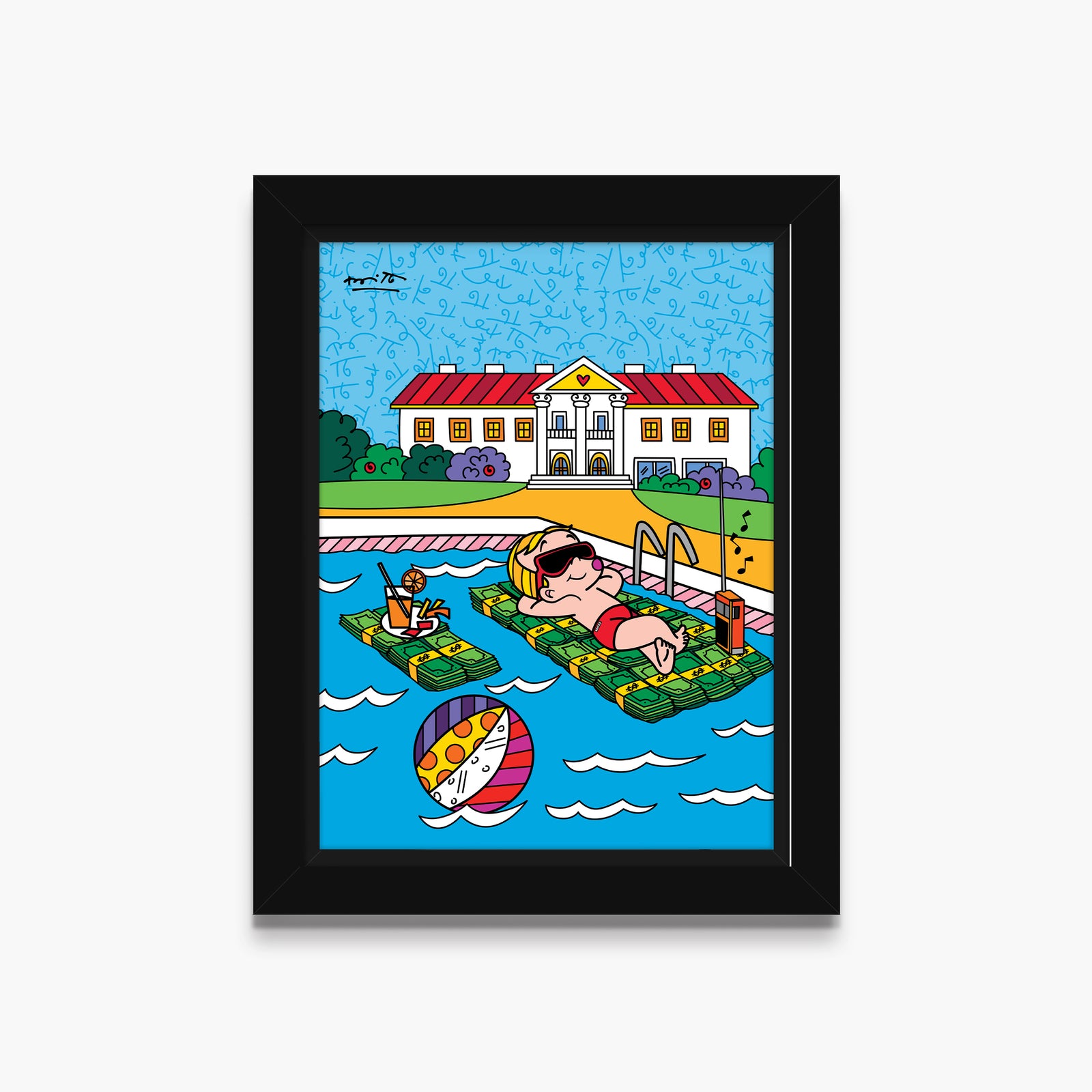 Romero Britto life is good richie rich colorful pop art design