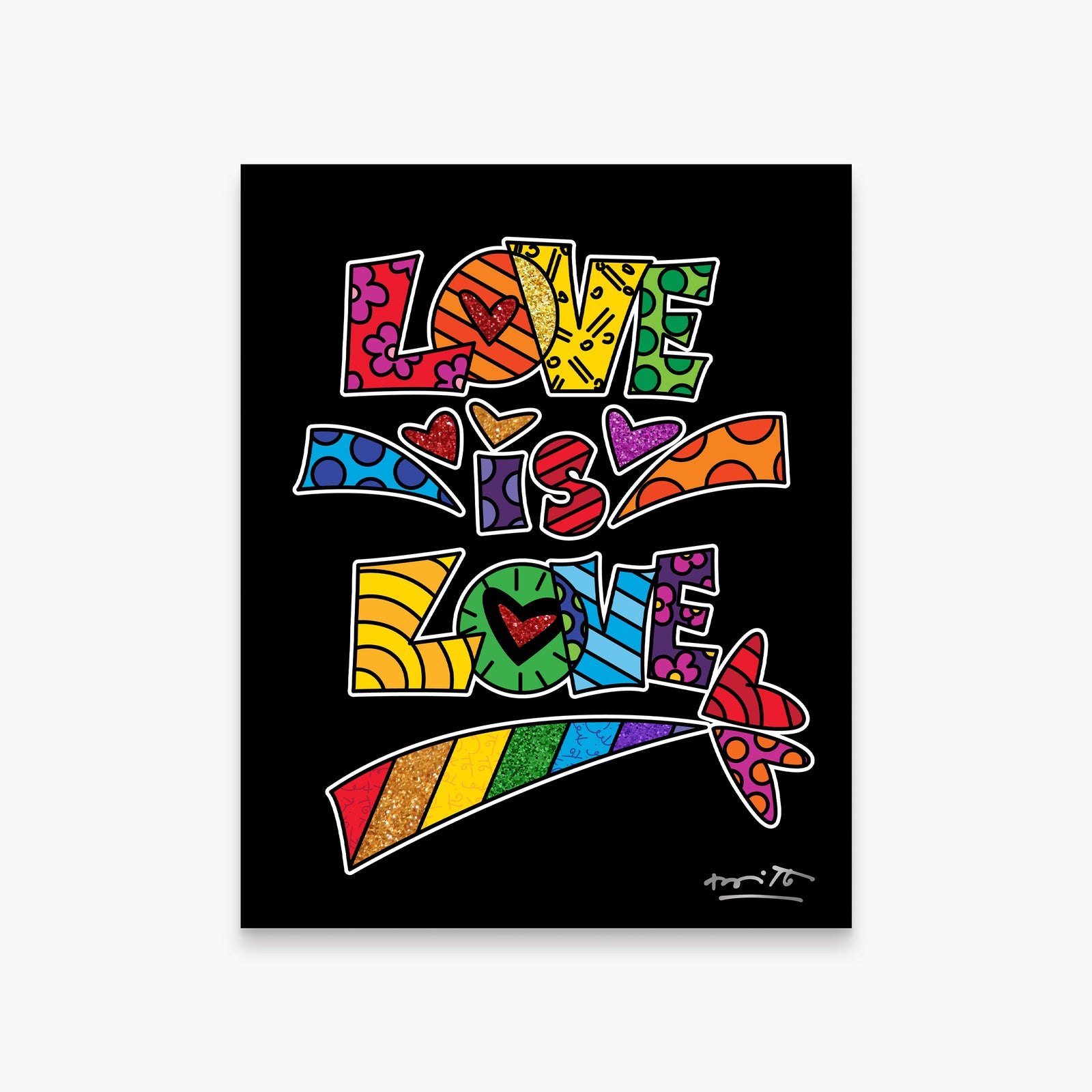Romero Britto love is love limited edition colorful pop art design