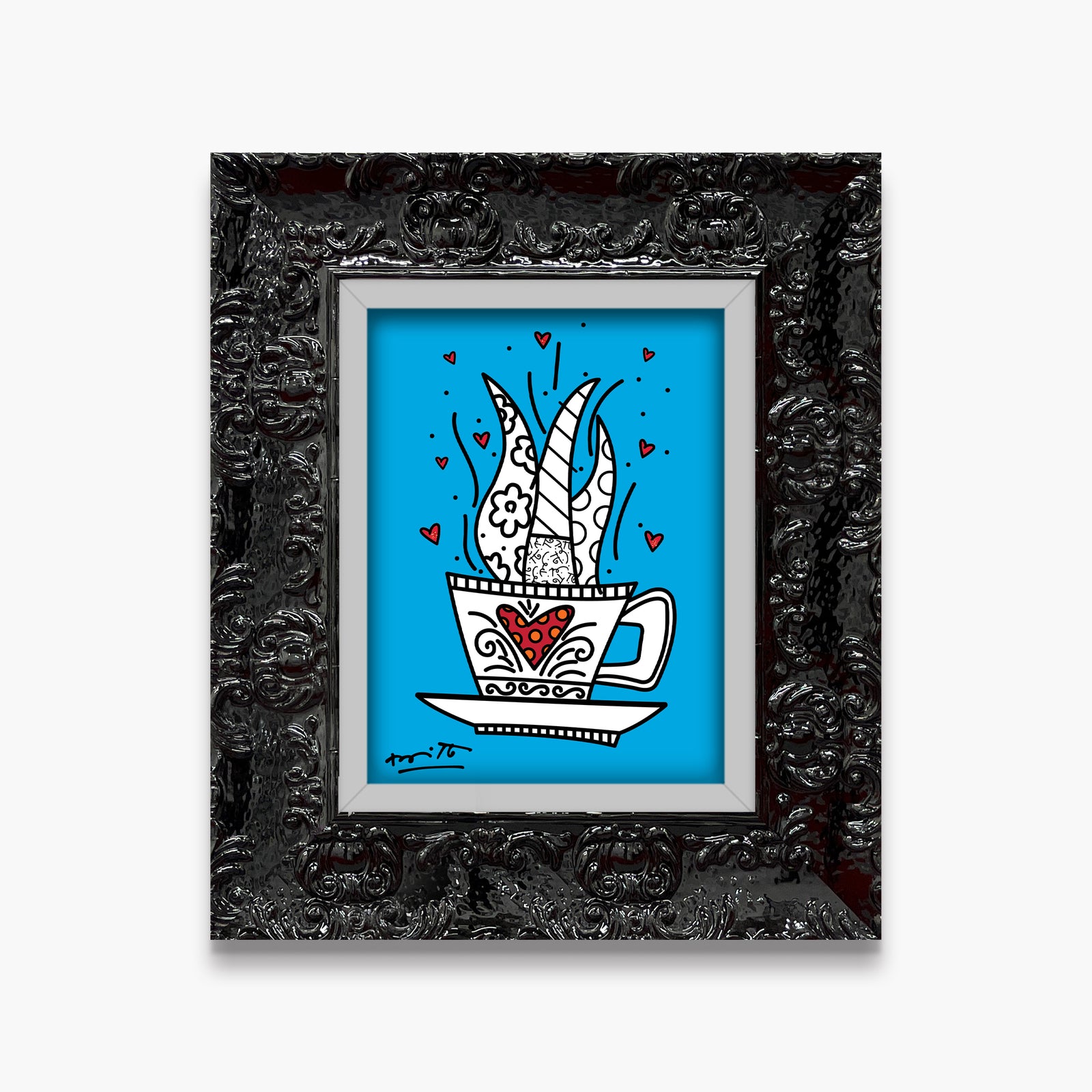 Romero Britto good morning blue limited edition colorful pop art design