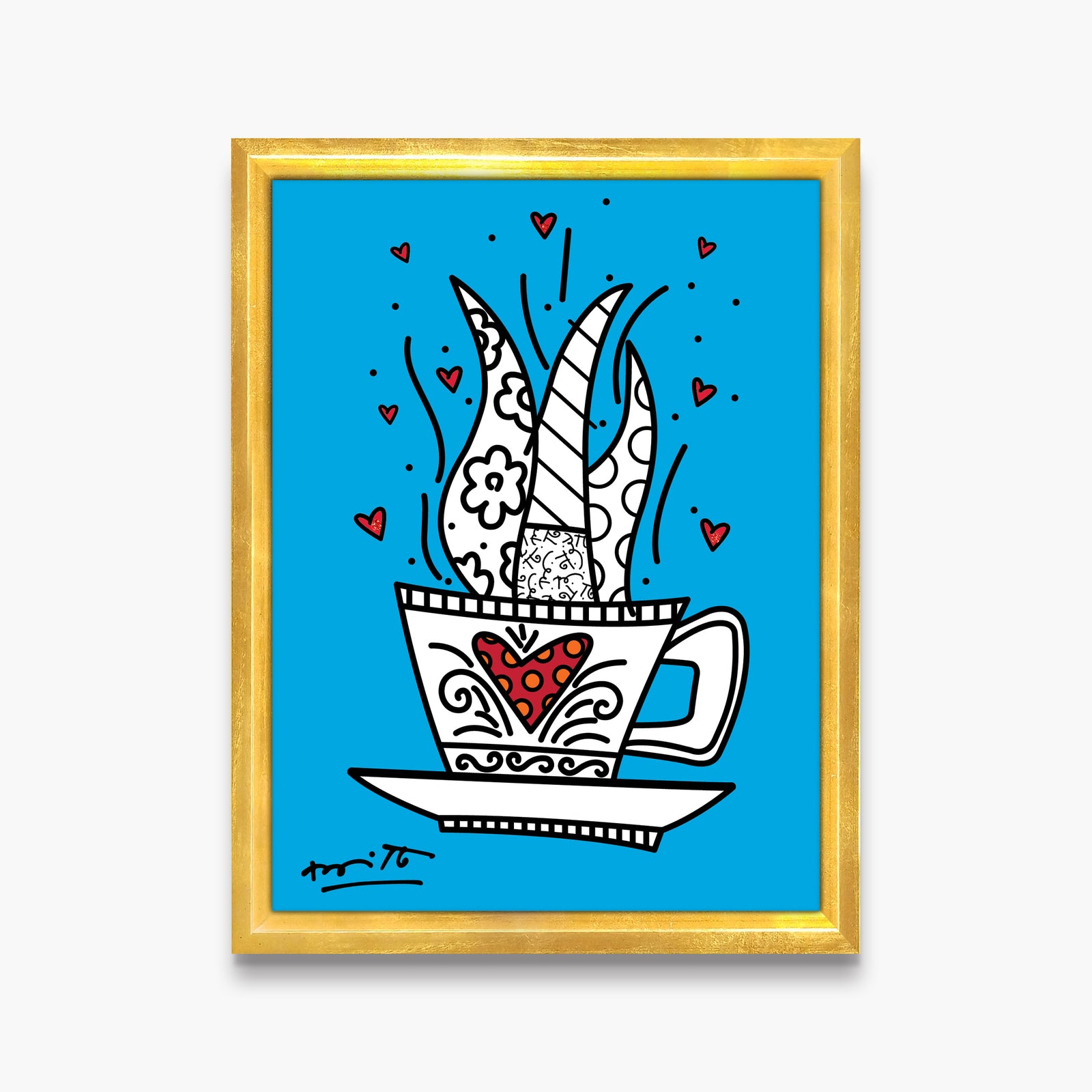 Romero Britto good morning blue limited edition contemporary pop art piece