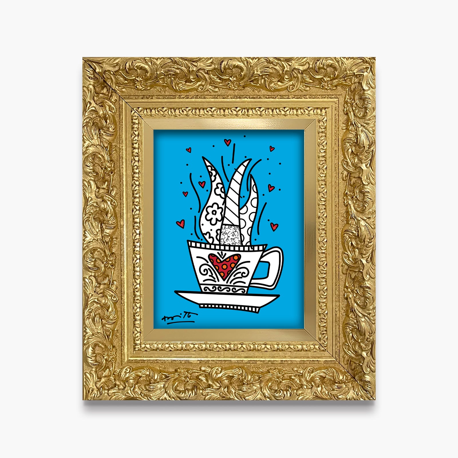 Romero Britto good morning blue limited edition contemporary pop art piece
