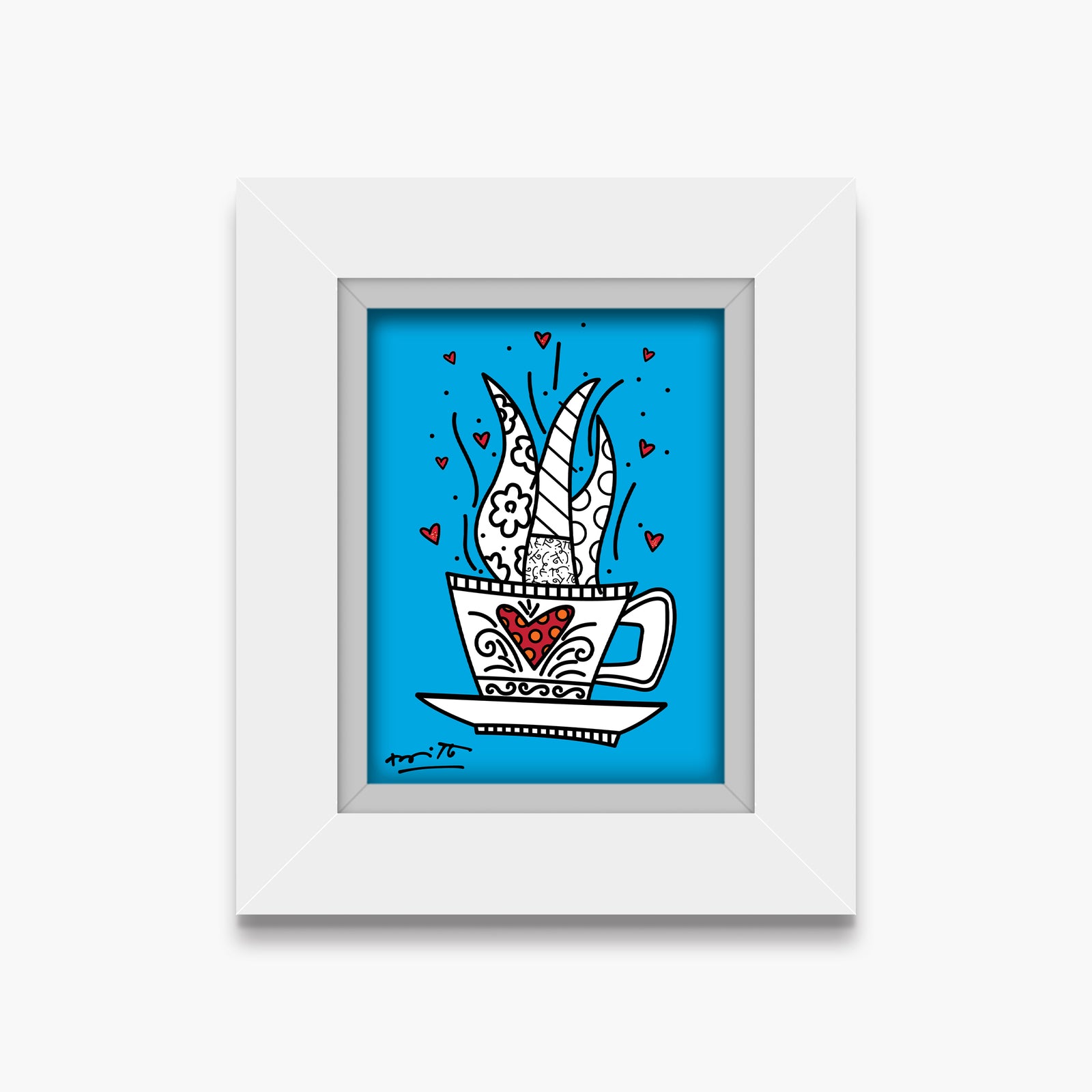 Romero Britto good morning blue limited edition contemporary pop art piece