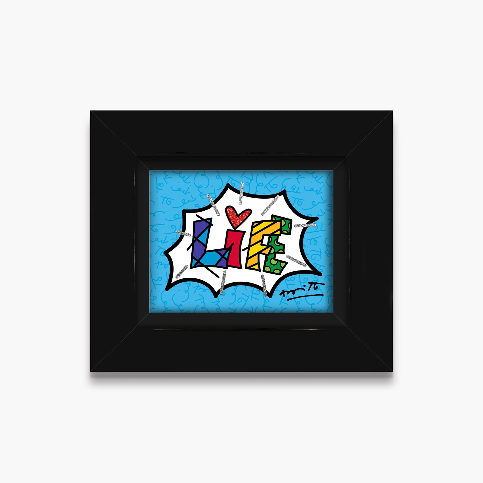 Romero Britto dream life blue word limited colorful pop art design