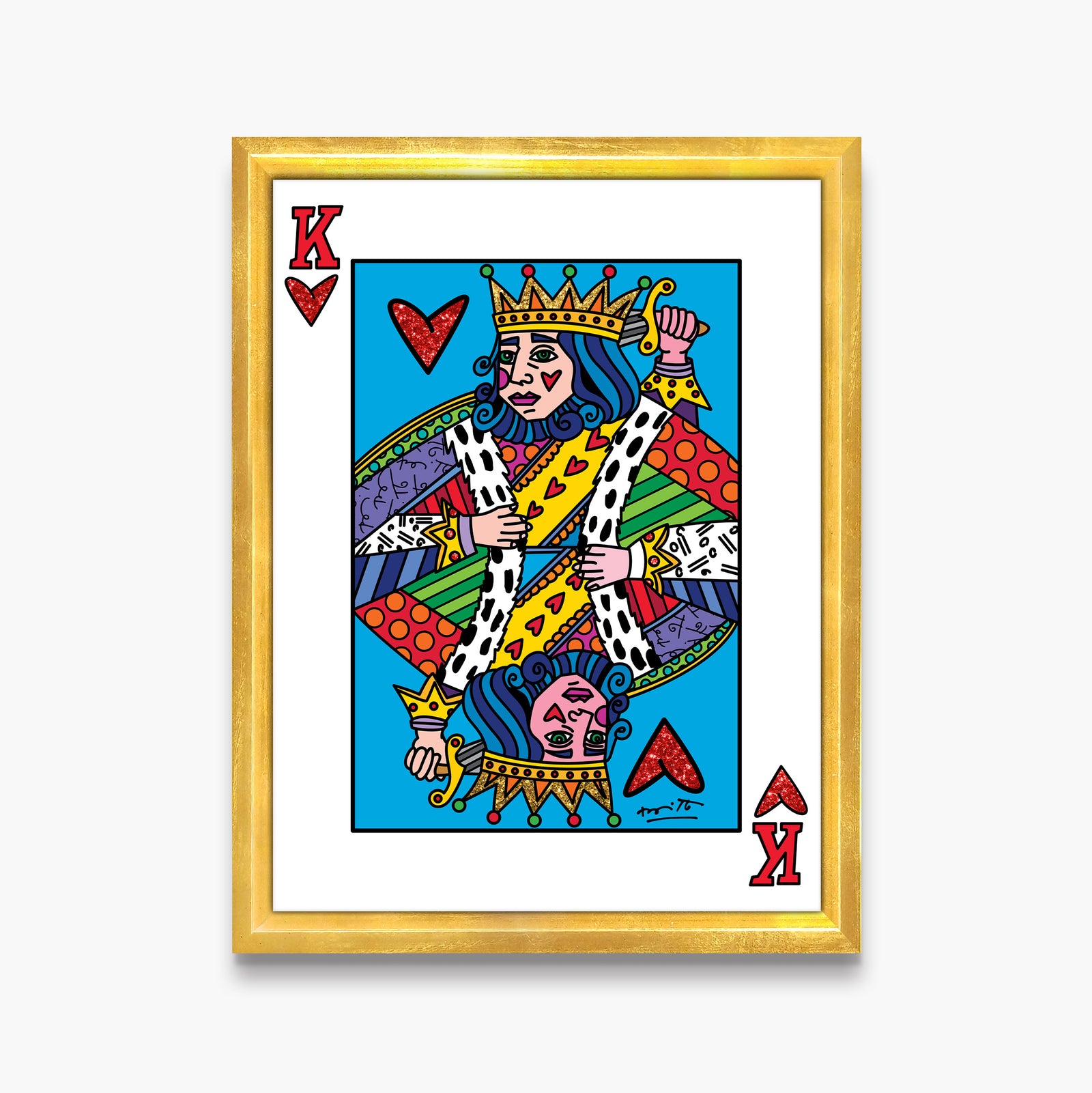 Romero Britto im the king limited edition contemporary pop art piece