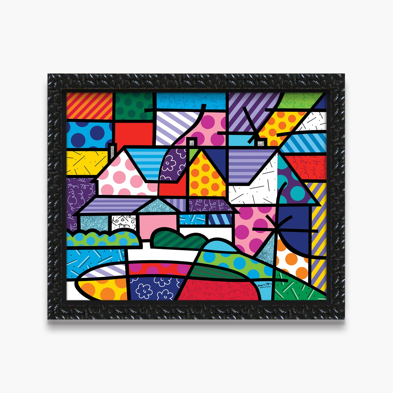 Romero Britto roses view limited edition print contemporary pop art piece