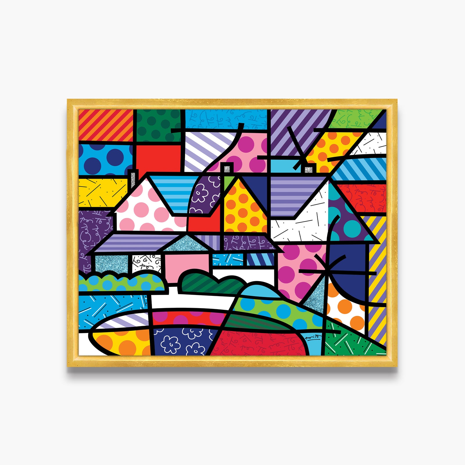 Romero Britto roses view limited edition print colorful pop art design