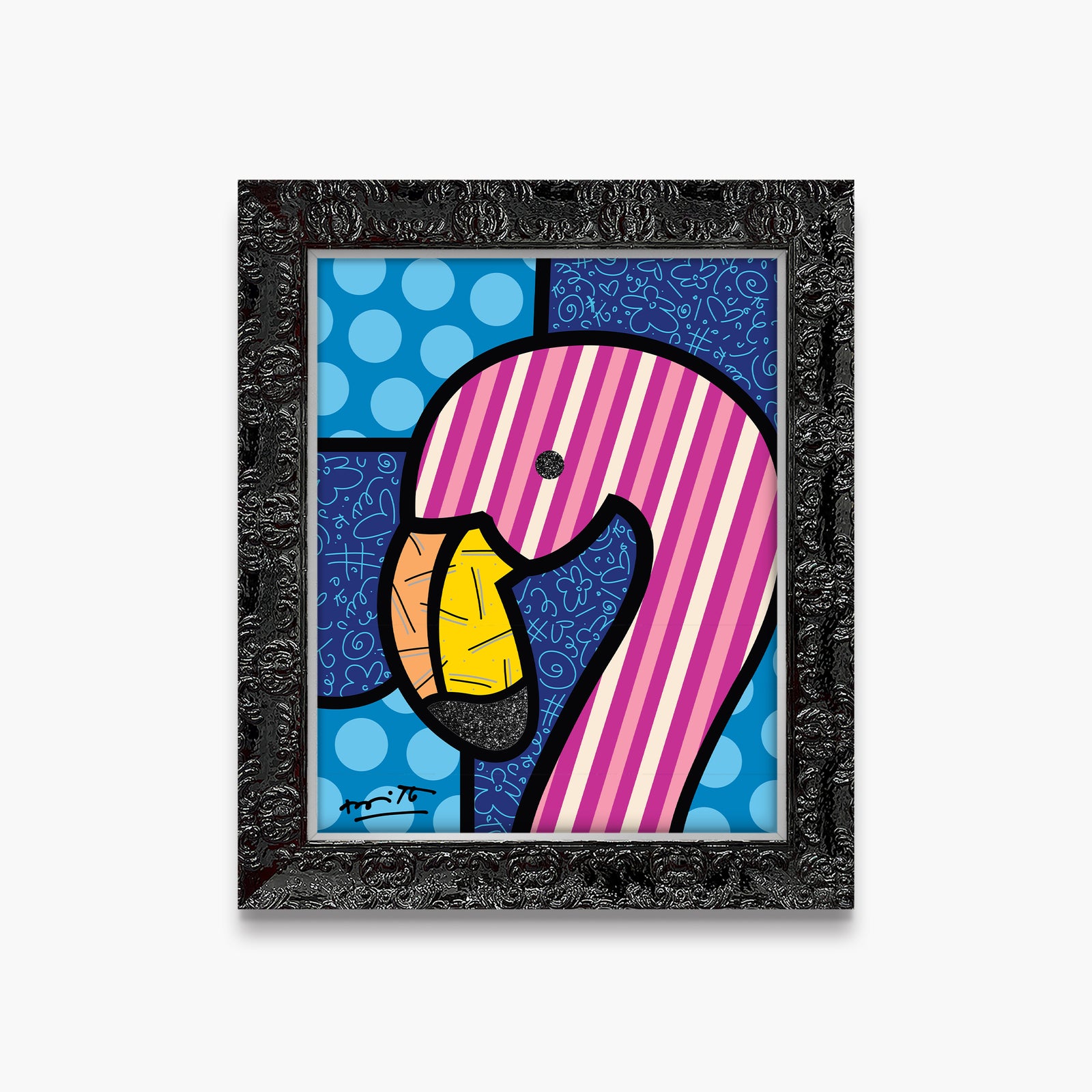 Romero Britto pinks limited edition print colorful pop art design