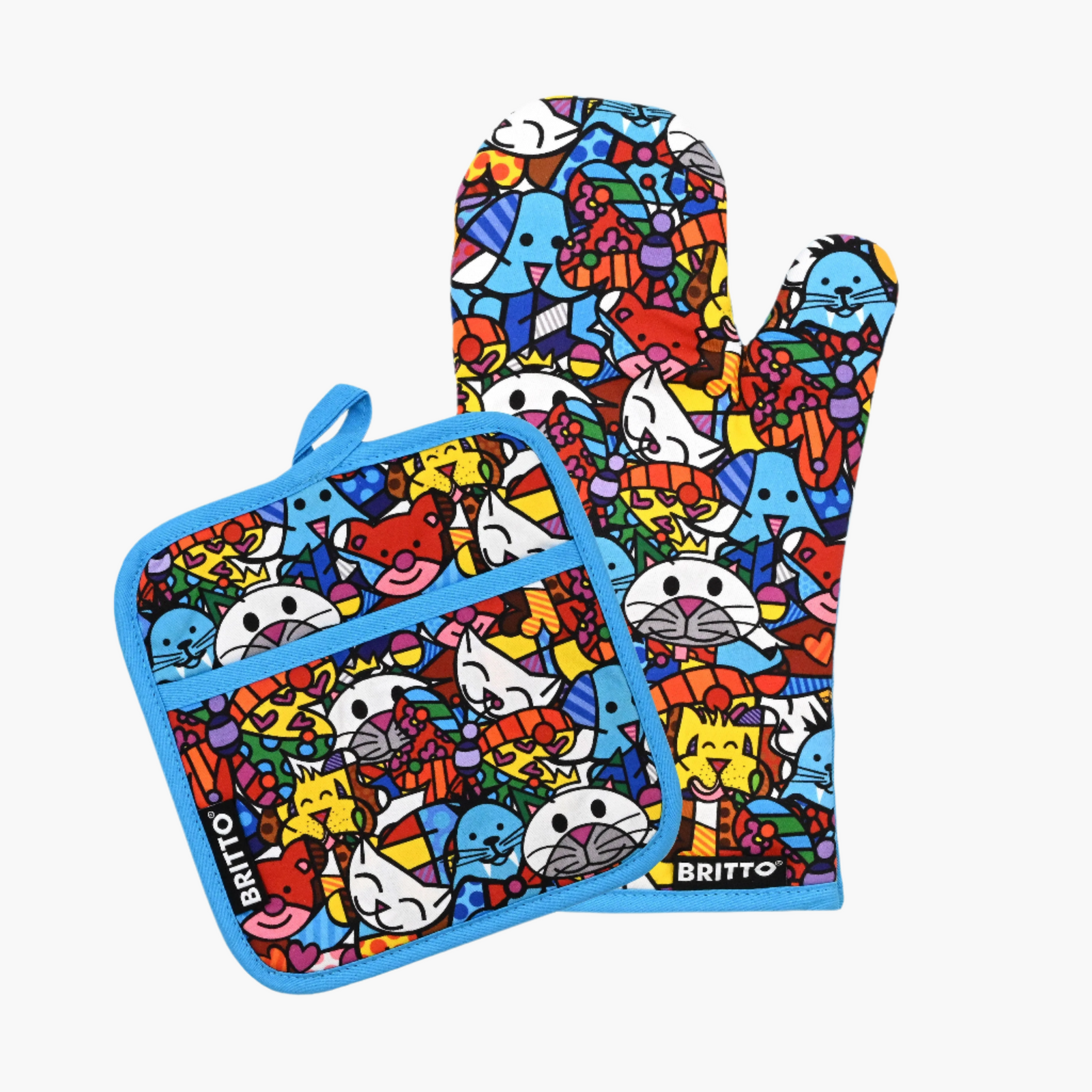 britto oven mitt potholder set colorful decorative collectible gift idea