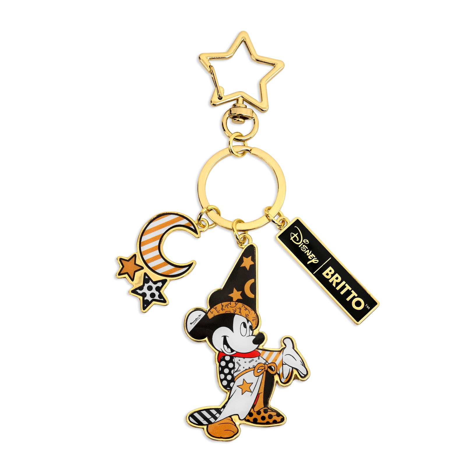 Romero Britto sorcerer mickey keychain black gold colorful pop art design