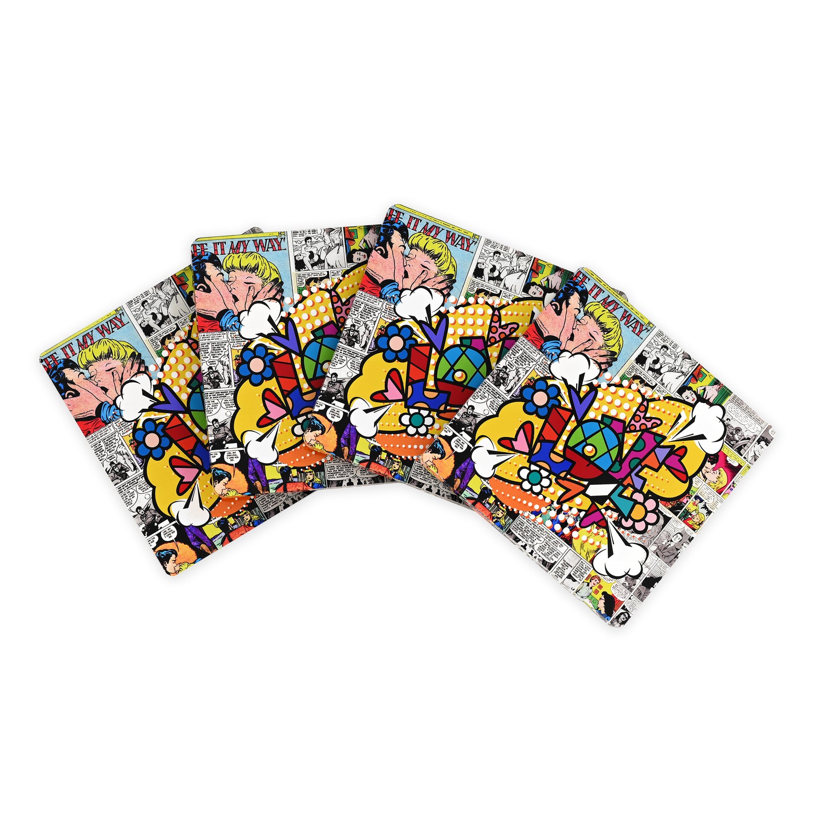 Romero Britto love word comic britto squared colorful pop art design