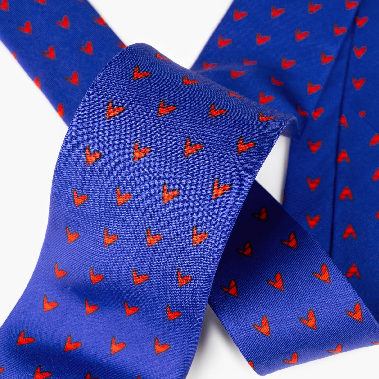 Red Hearts On Blue Britto Tie