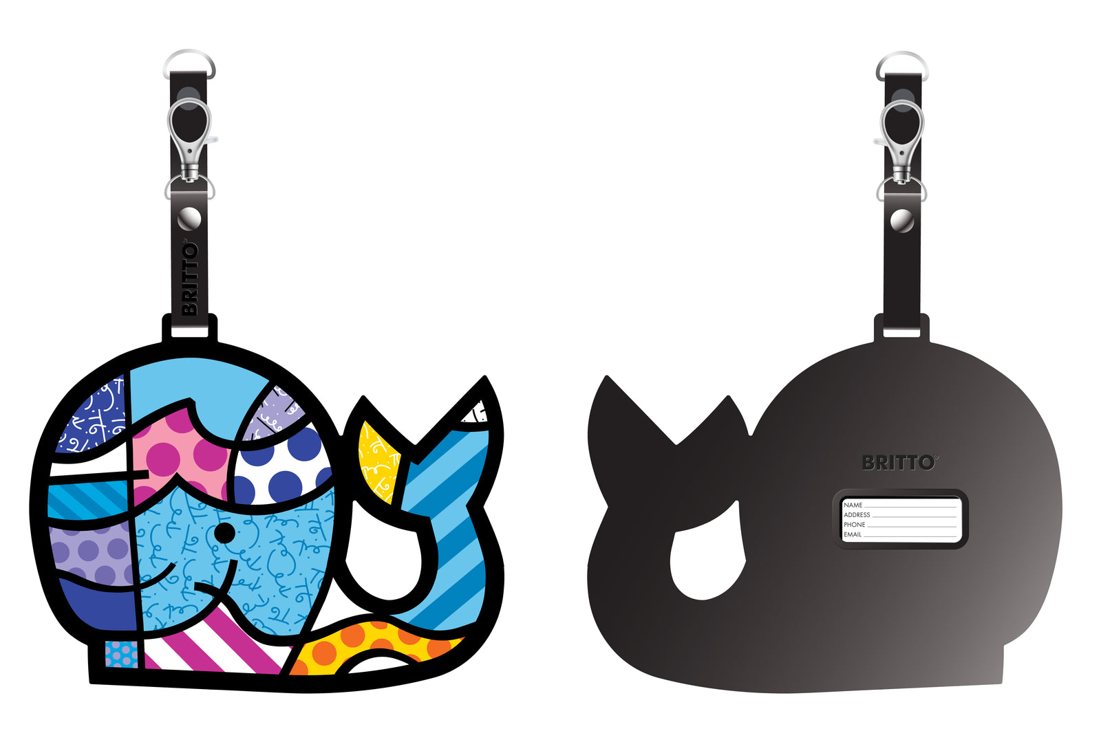whale britto luggage tag colorful decorative collectible gift idea