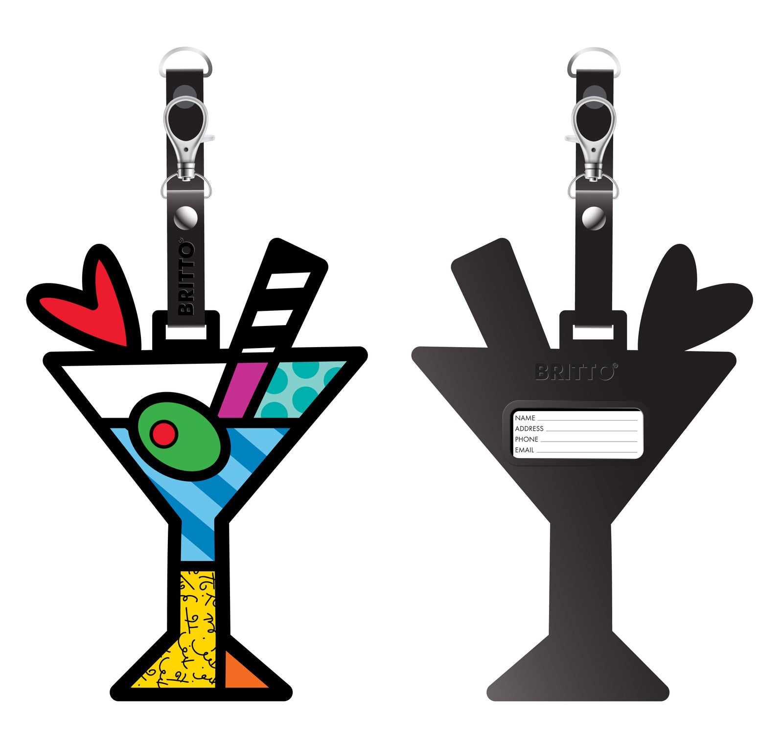 martini britto luggage tag colorful decorative collectible gift idea