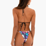 BRITTO® Triangle Bikini Top - Pink/Teal Landscape Design (Emily)