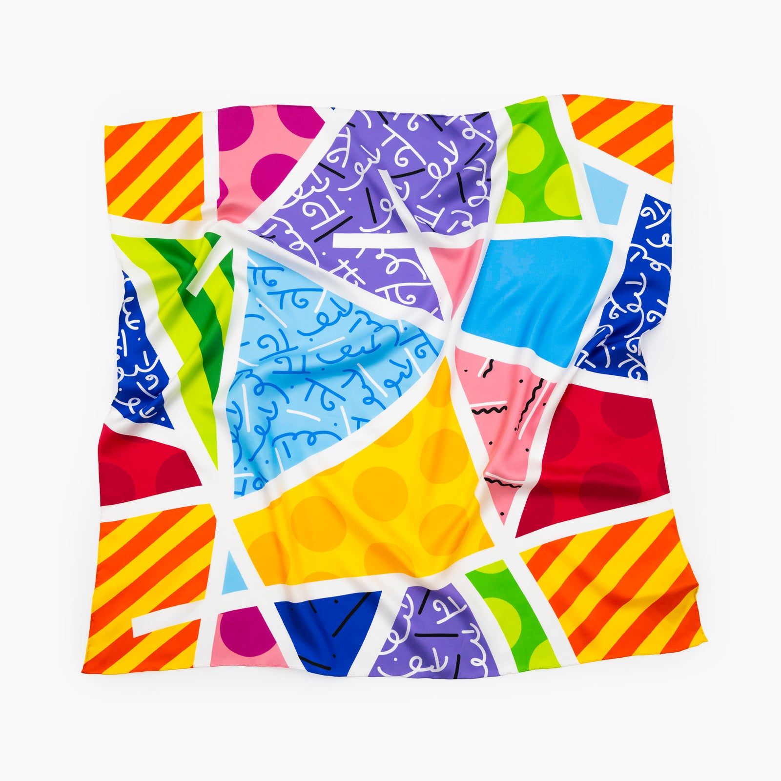 Romero Britto baby blue landscape britto silk colorful pop art design