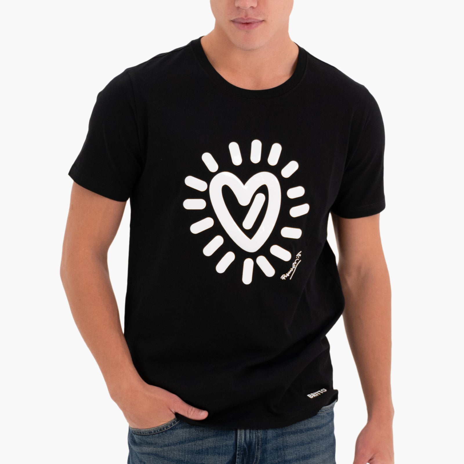 BRITTO® T Shirt - Graffiti Heart - Black (Men)