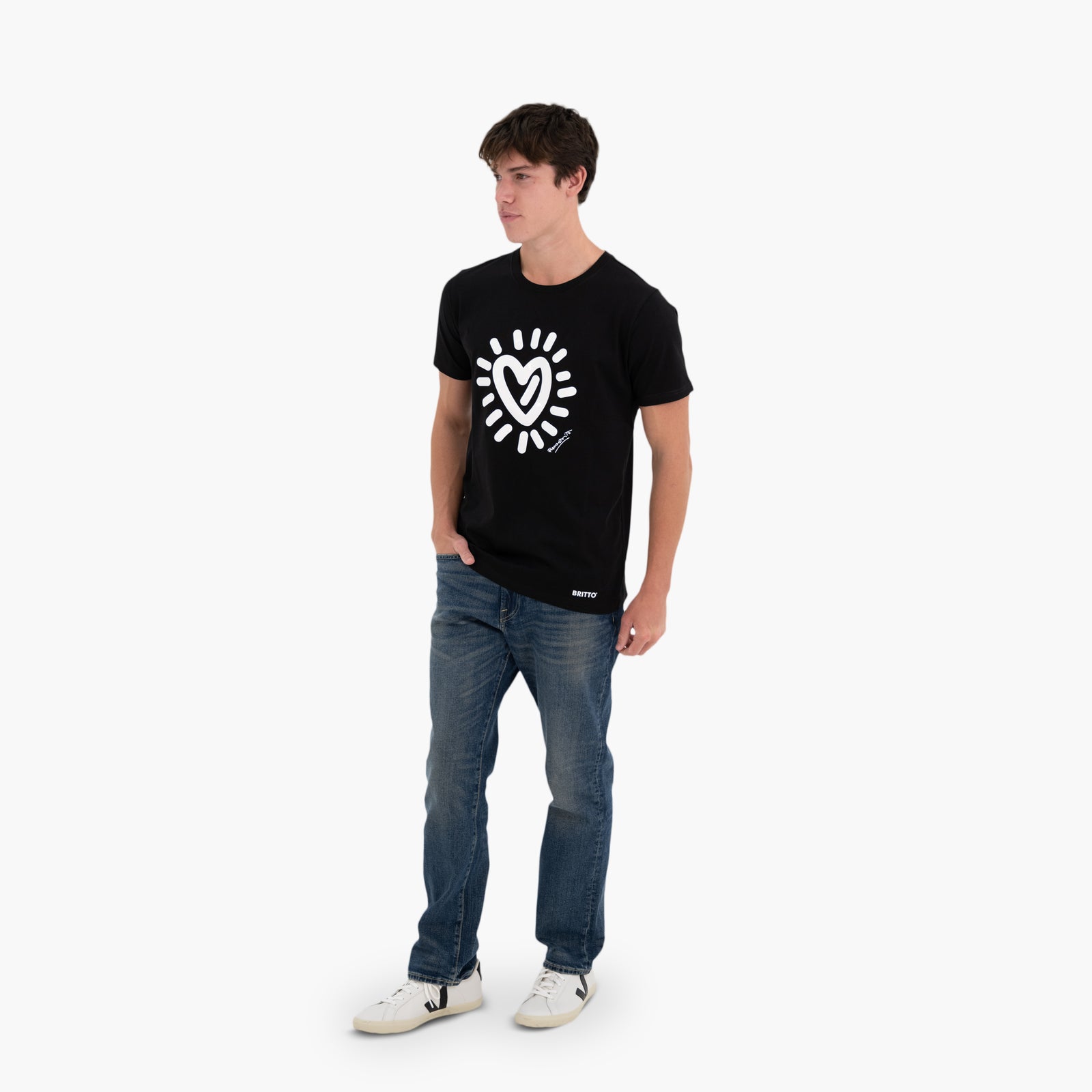 BRITTO® T Shirt - Graffiti Heart - Black (Men)