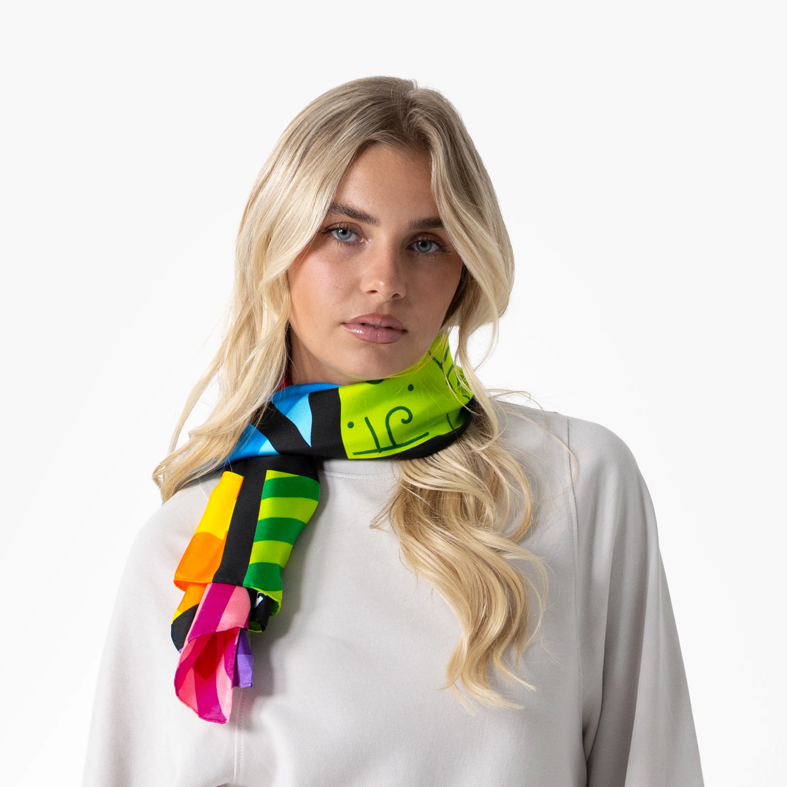 Lime Green Landscape Britto Silk Scarf