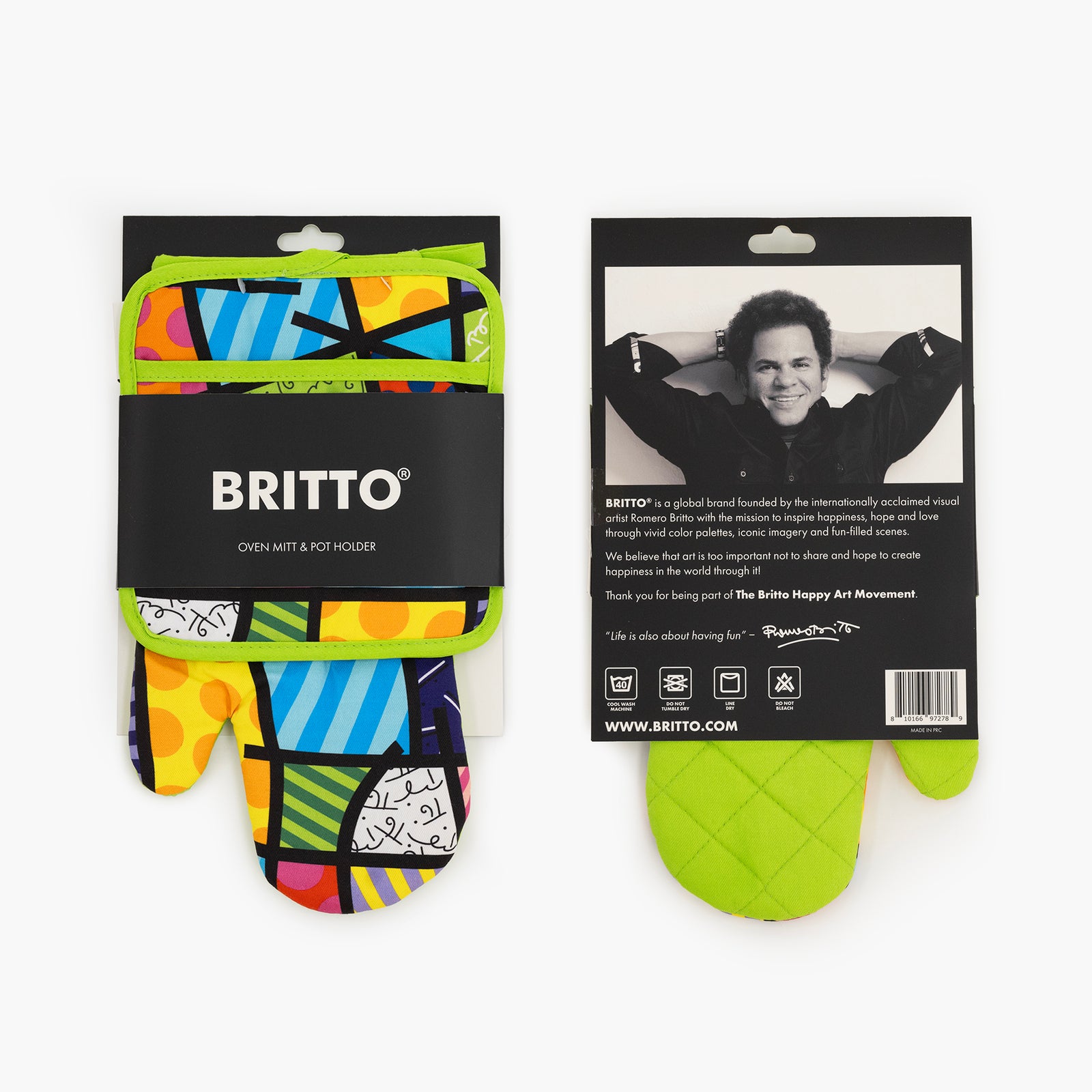 lime green landscape britto oven artistic colorful design collectible