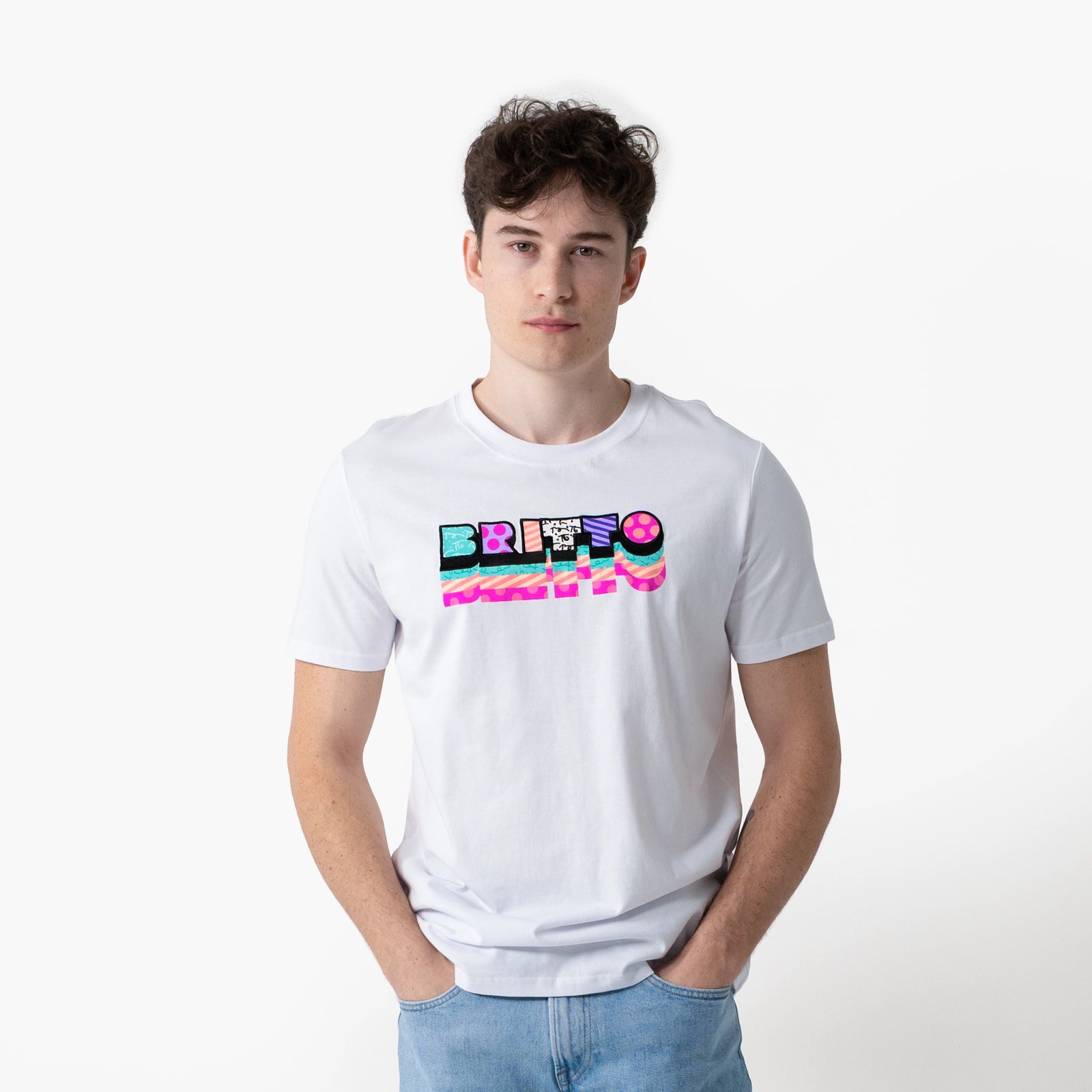 Pink & Teal Britto T-Shirt For Men