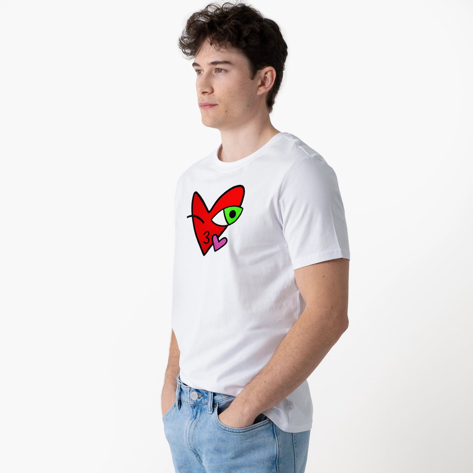 Crazy Love Big Kissing Heart White T-Shirt for Men