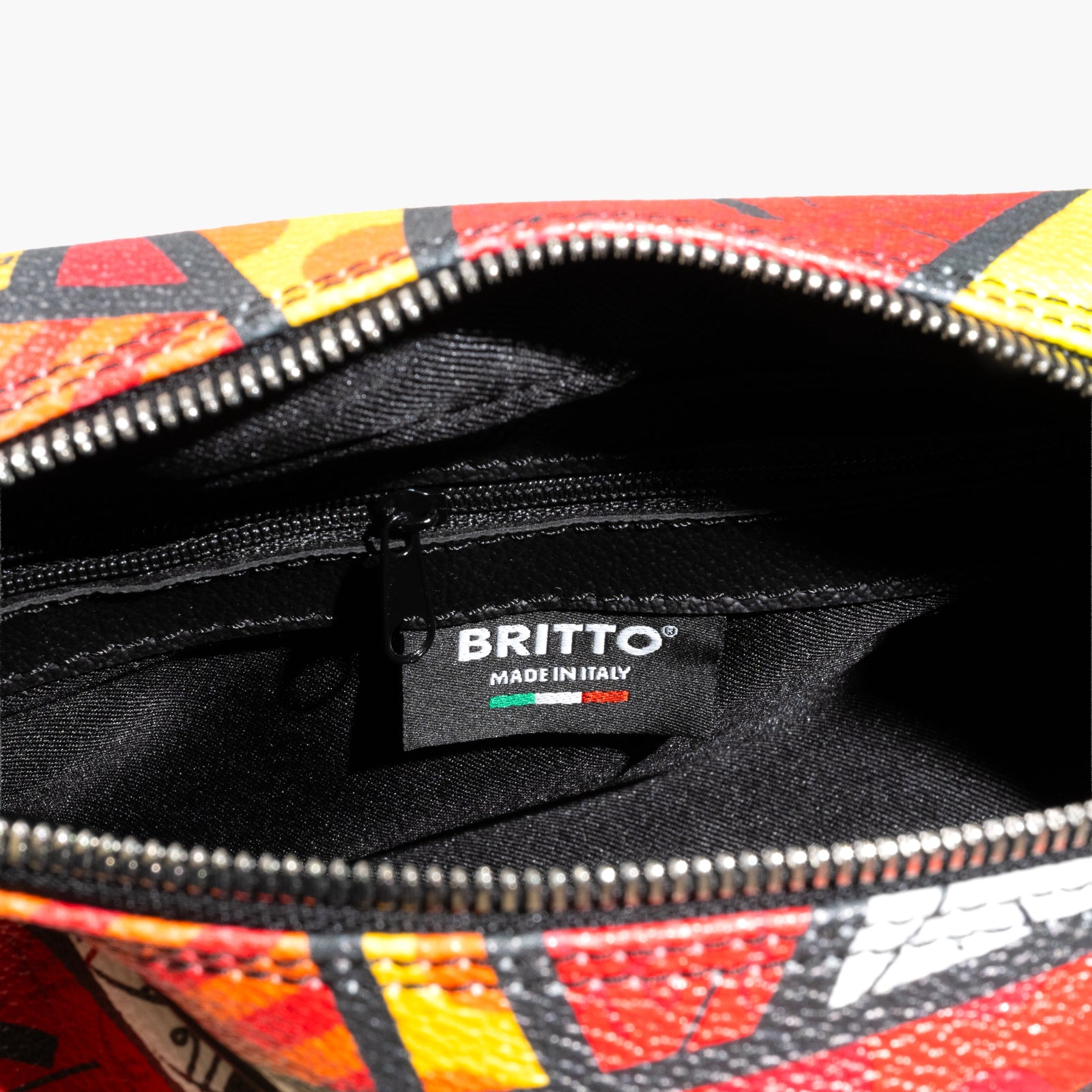Romero Britto red landscape britto eco leather contemporary pop art piece