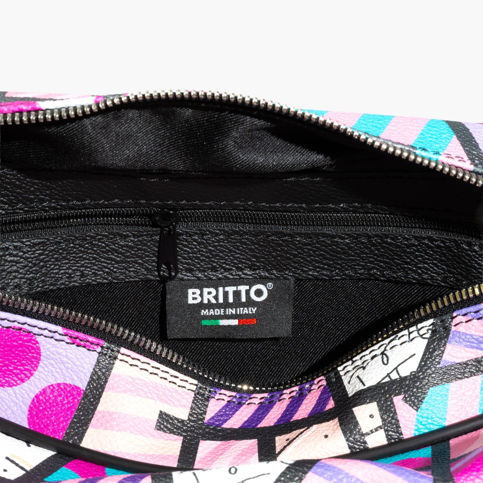 Romero Britto pink landscape britto eco leather contemporary pop art piece