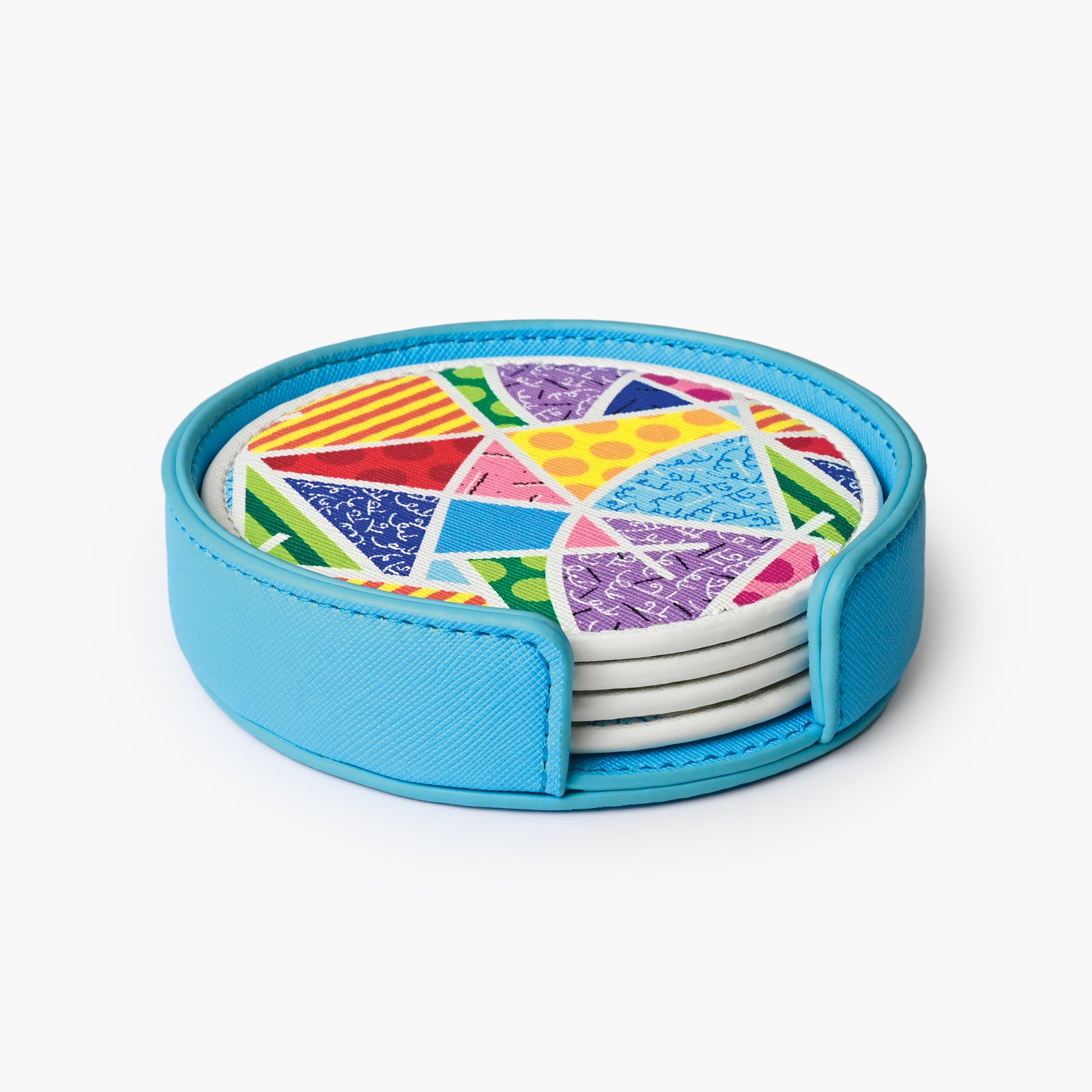 Baby Blue Landscape Britto Round Coasters