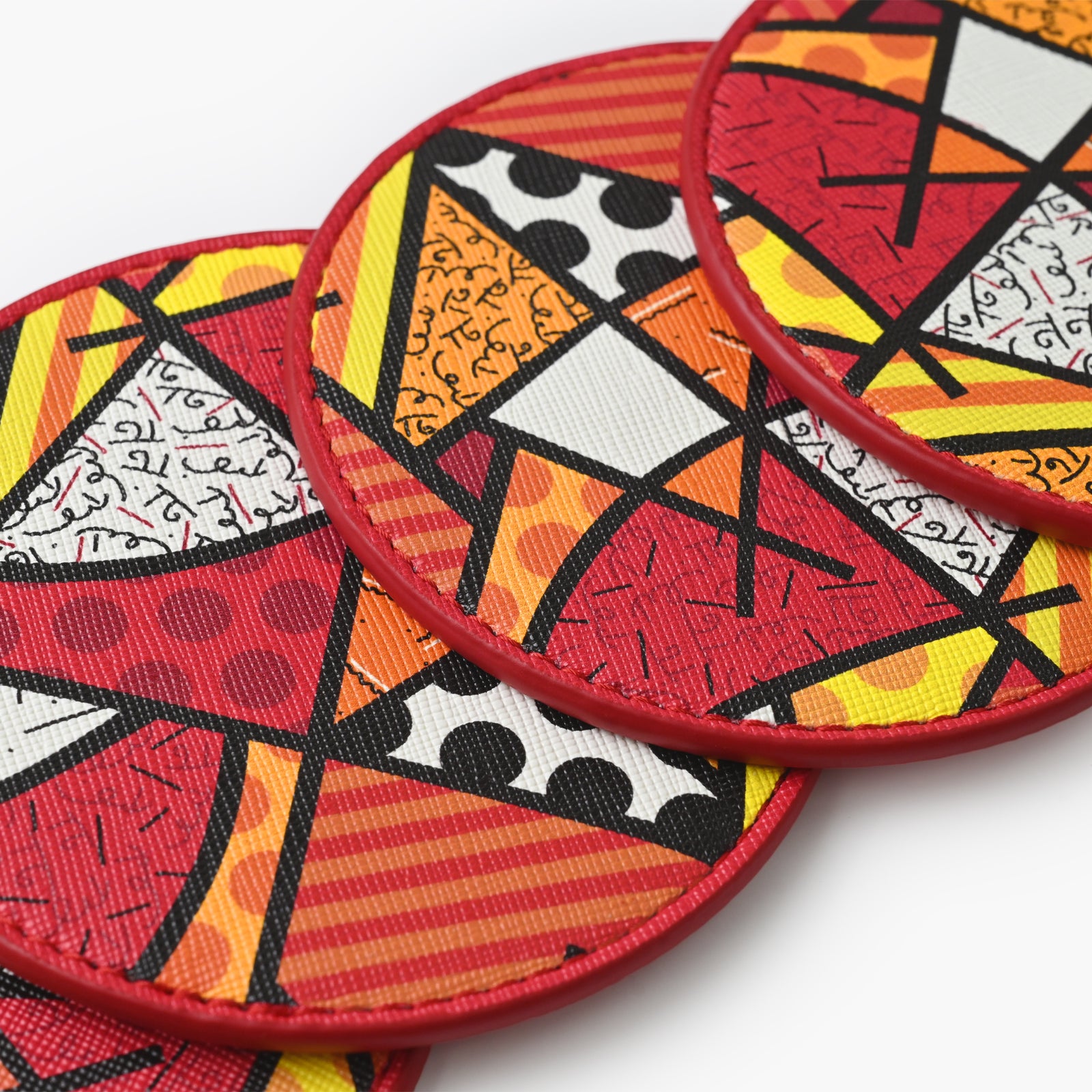 Red Landscape Britto Round Coasters