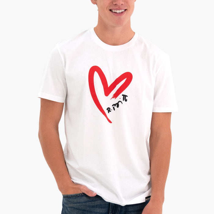 BRITTO® T Shirt - Red Heart Brushstroke White - (Men)