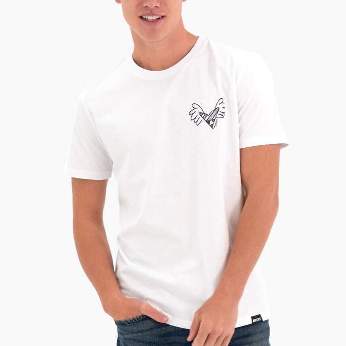BRITTO® T Shirt - Small Heart with Wings White - (Men)