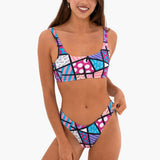 BRITTO® SQ Bikini Bottom (Cloa) - Pink Teal Landscape Design