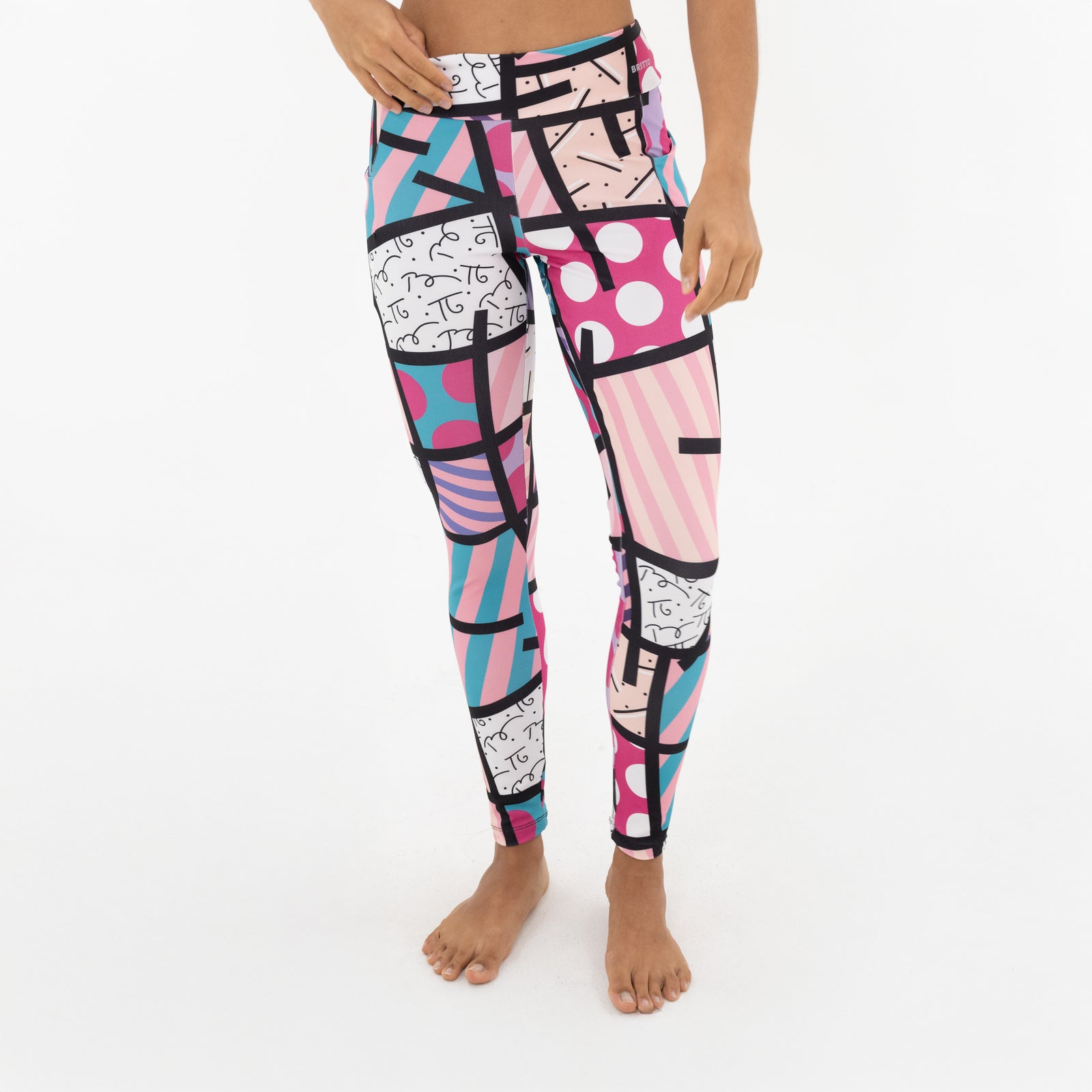 pink landscape britto leggings artistic colorful design collectible