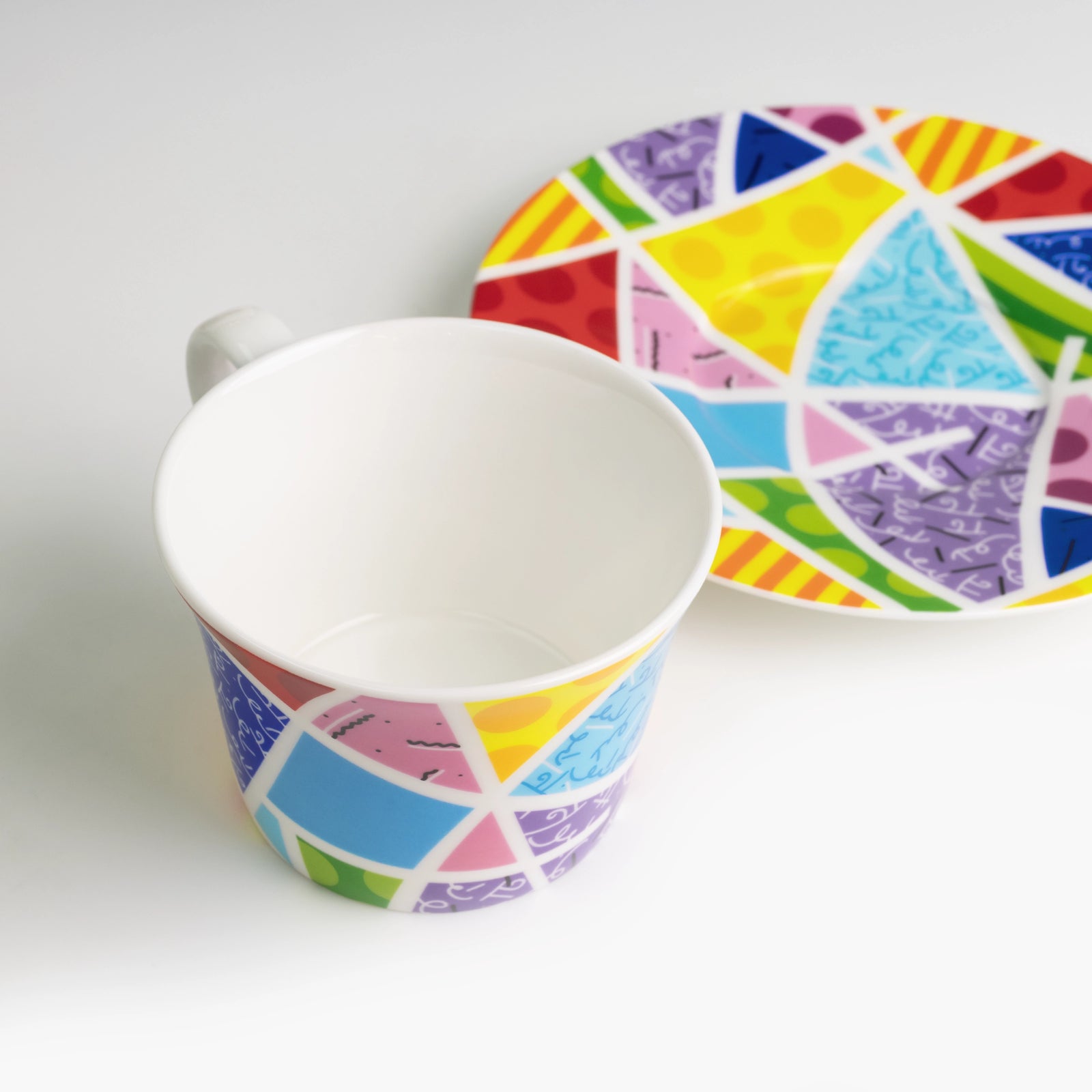 Baby Blue Landscape Britto Tea Cup & Saucer Plate