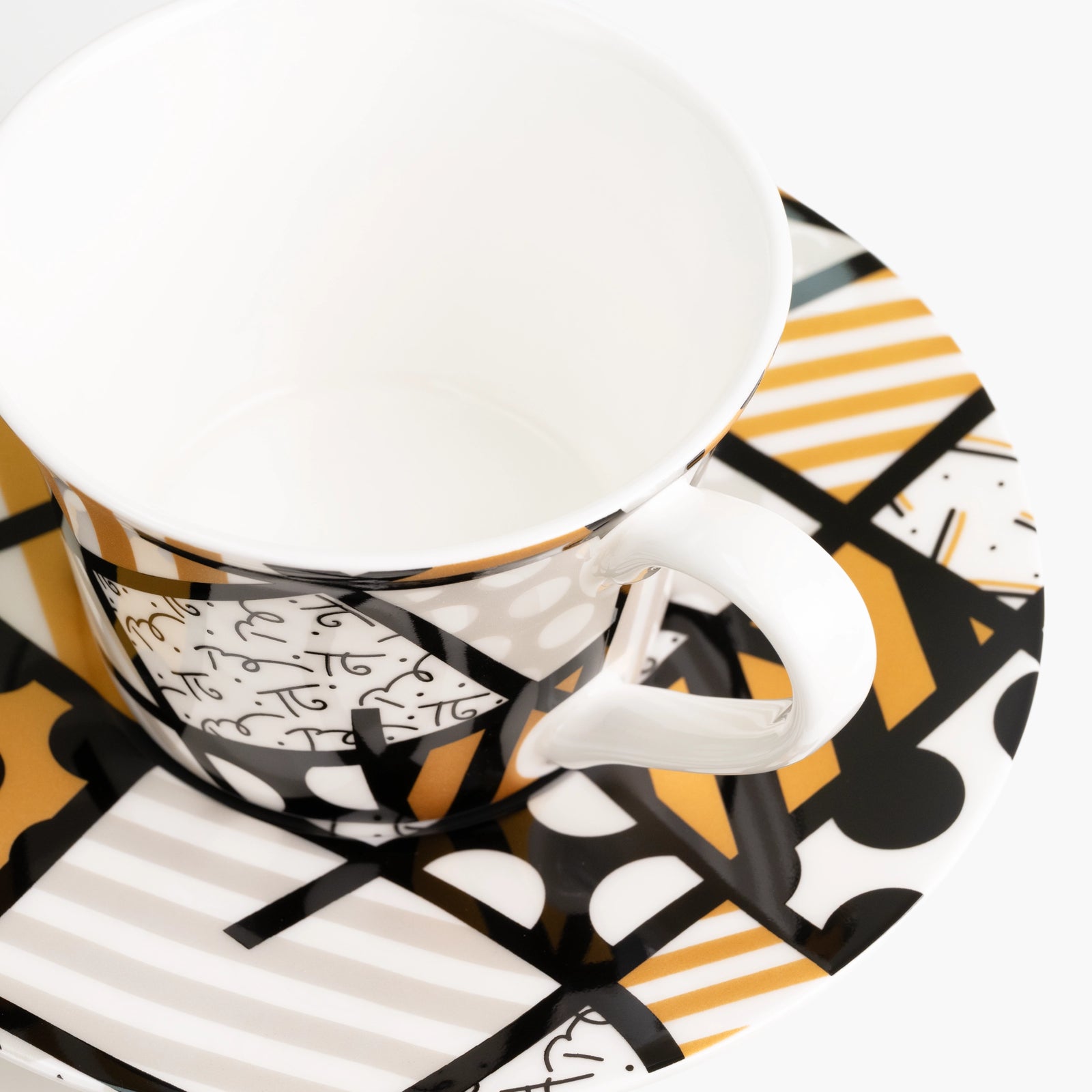 Black & Gold - Britto Espresso Coffee Cup & Saucer Plate