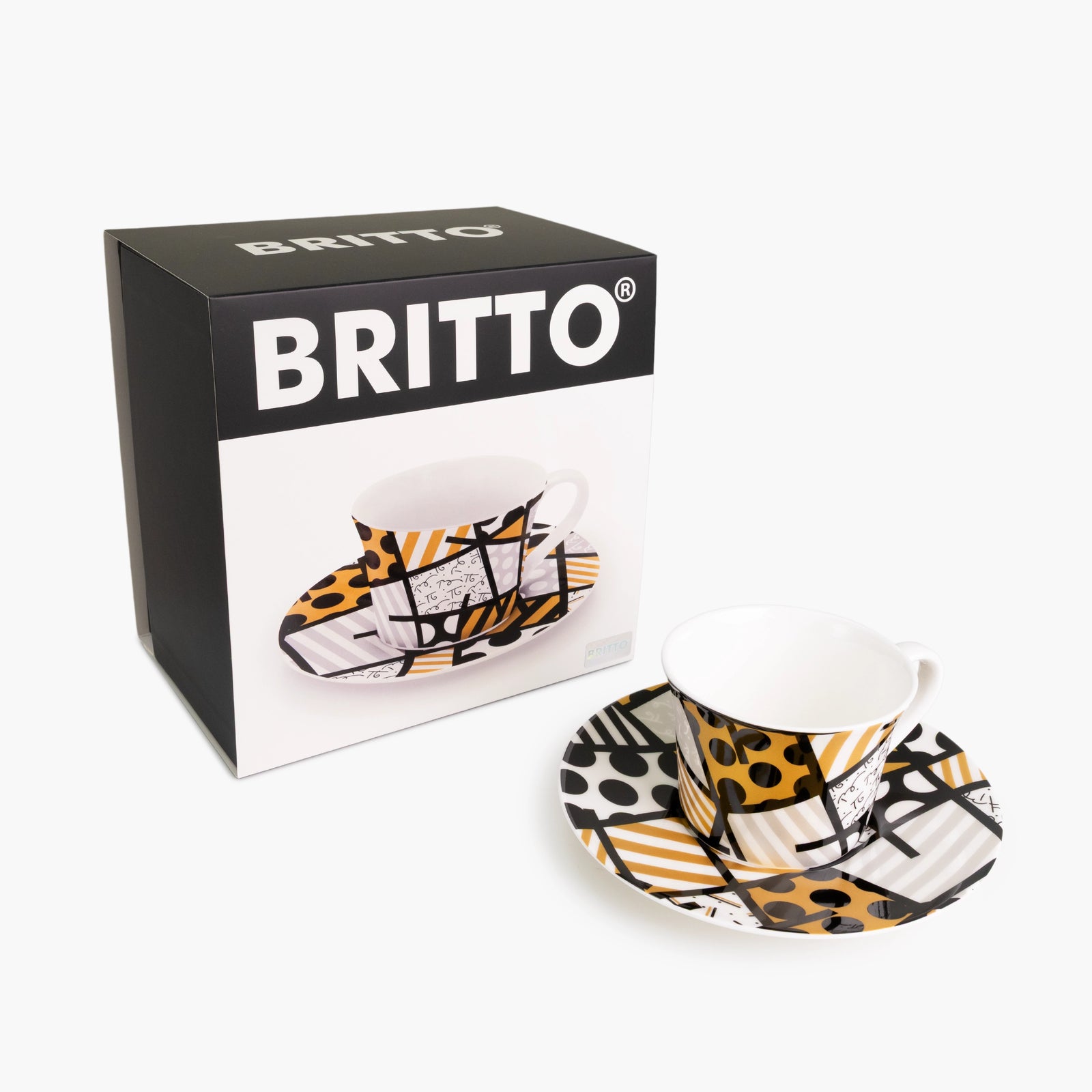 Black & Gold - Britto Espresso Coffee Cup & Saucer Plate
