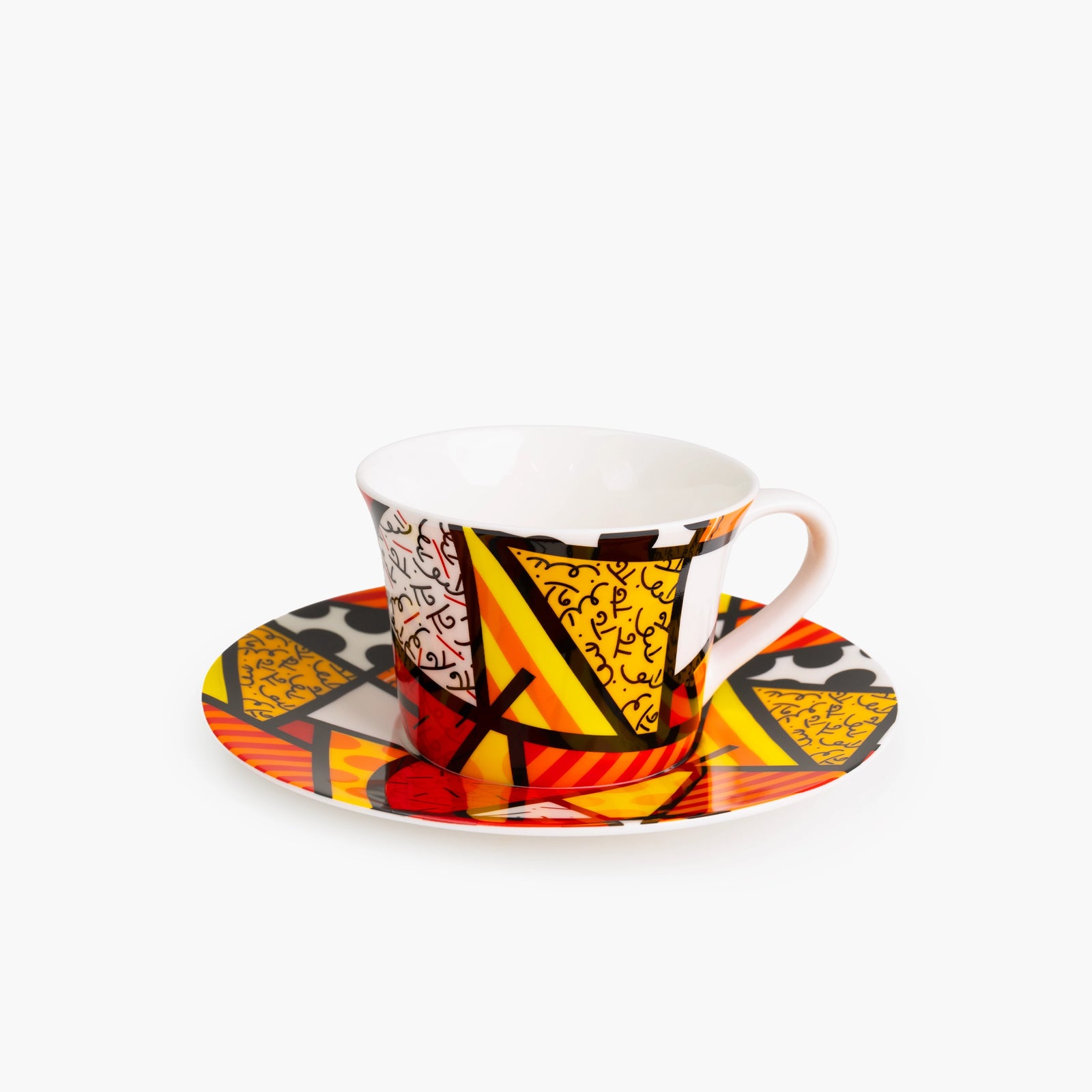 Red Landscape - Britto Tea Cup & Saucer Plate