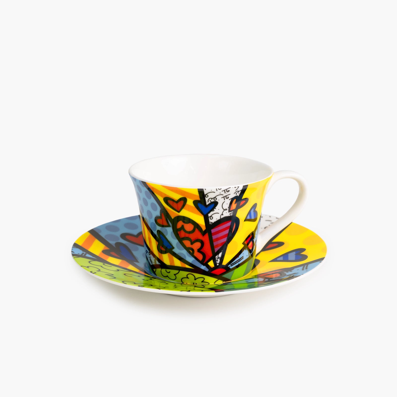Green New Day - Britto Tea Cup & Saucer Plate