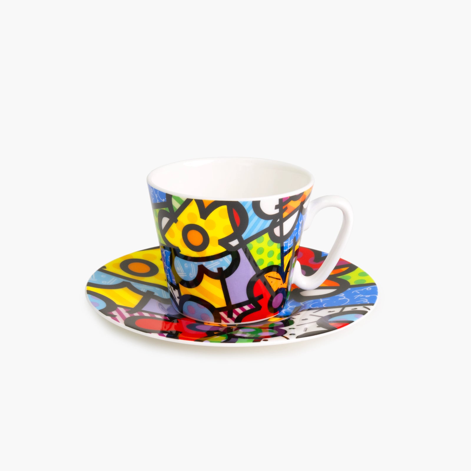 Romero Britto botanical garden britto espresso coffee colorful pop art design